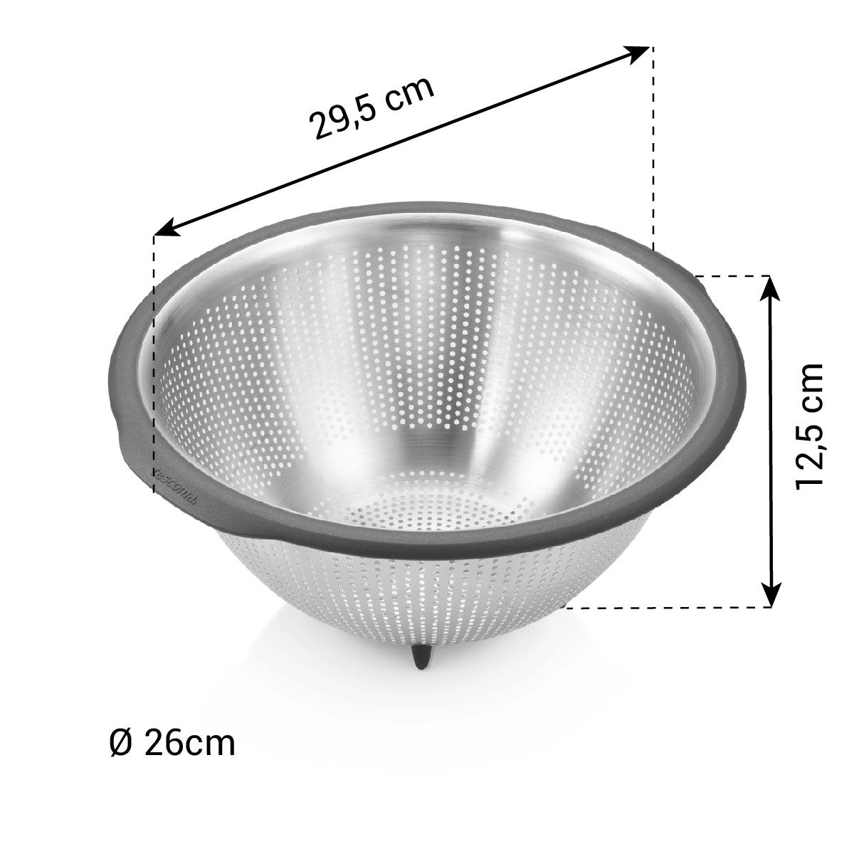 Seiher mit breitem Rand GrandCHEF 26 cm von Tescoma – großer Edelstahl-Seiher