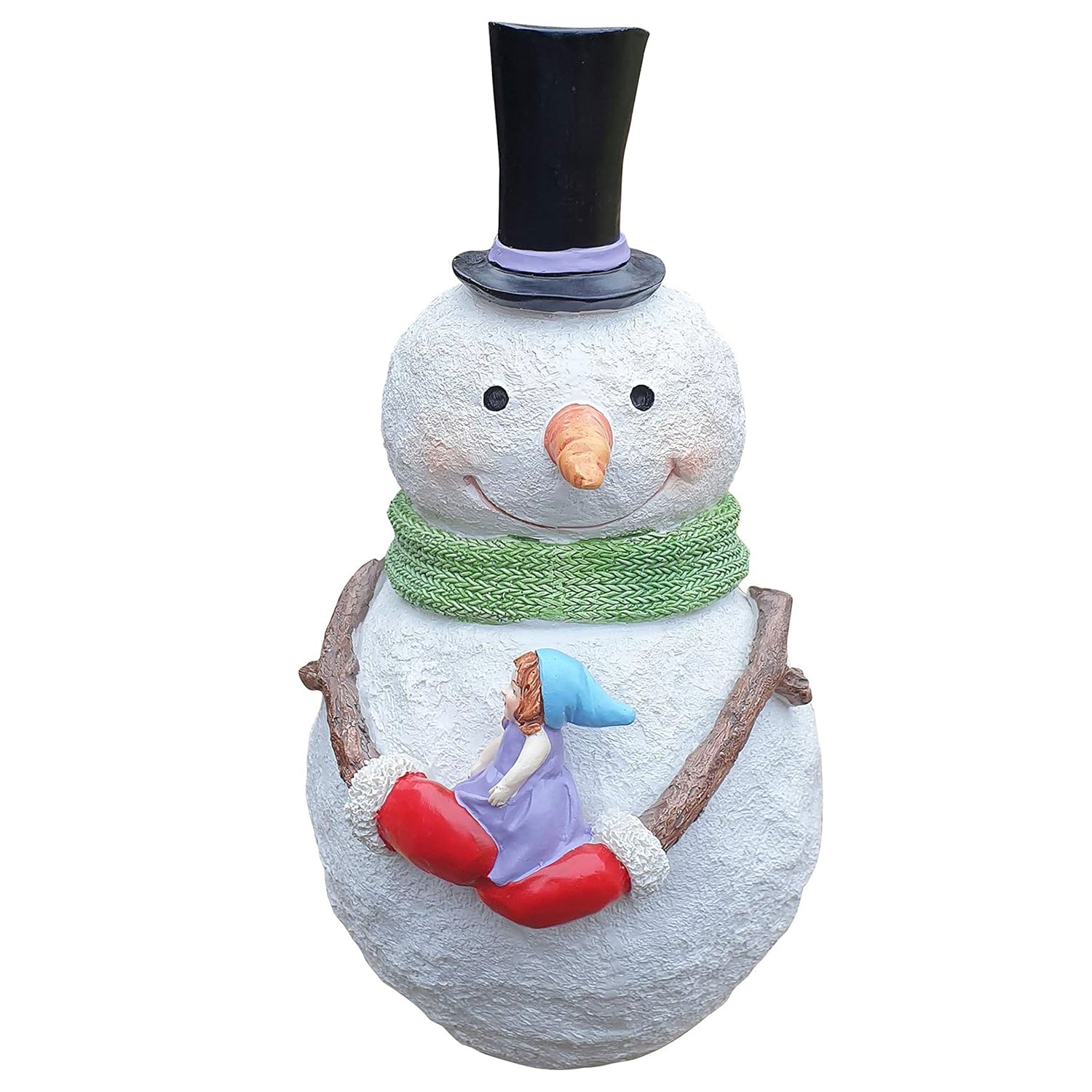 Schneemann mit Winterkind Weihnachtsfigur Weihnachtsdekoration Dekofigur