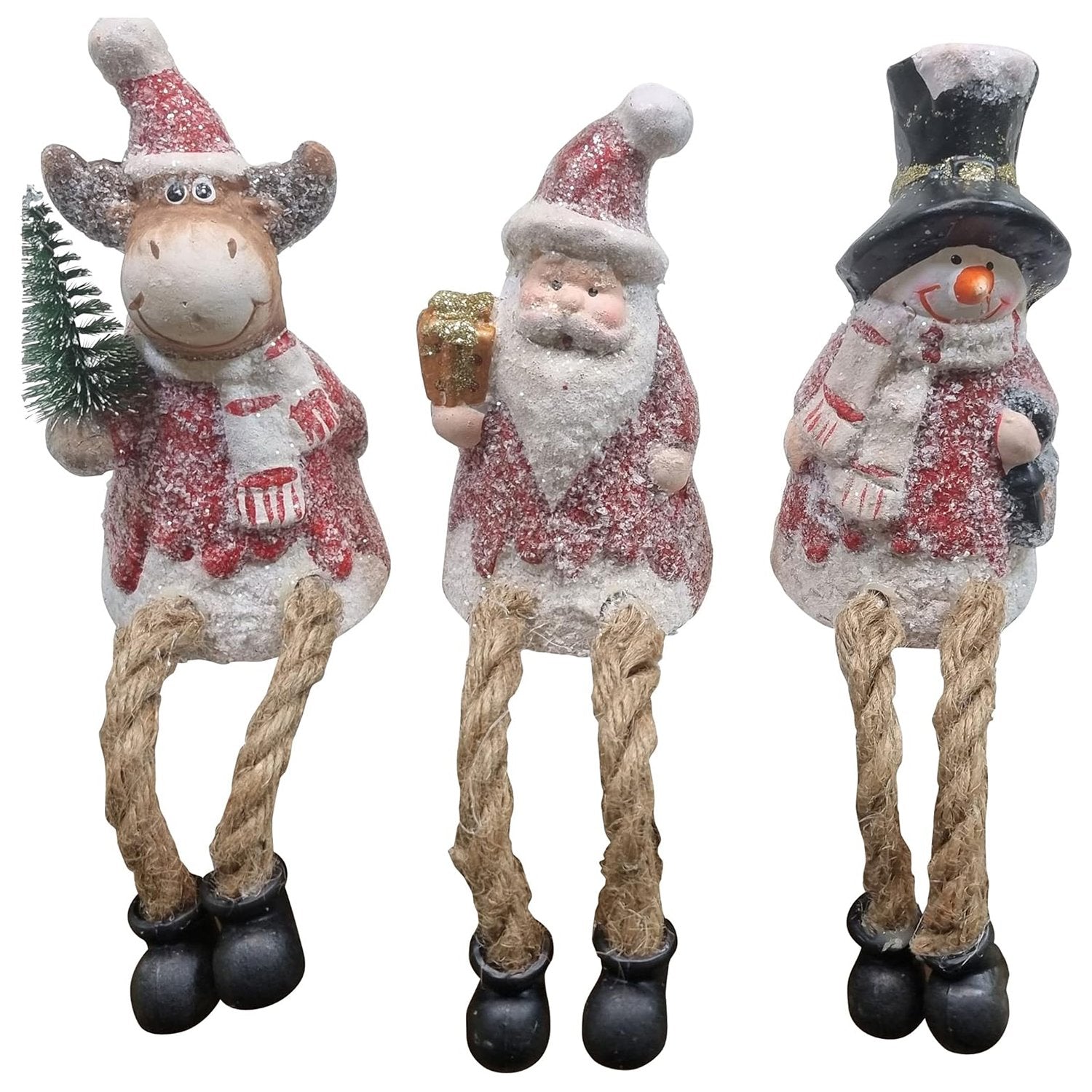 Weihnachtsfigur Kantenhocker Weihnachtsdekoration Regalfiguren Weihnachtsmann Schneemann Elch