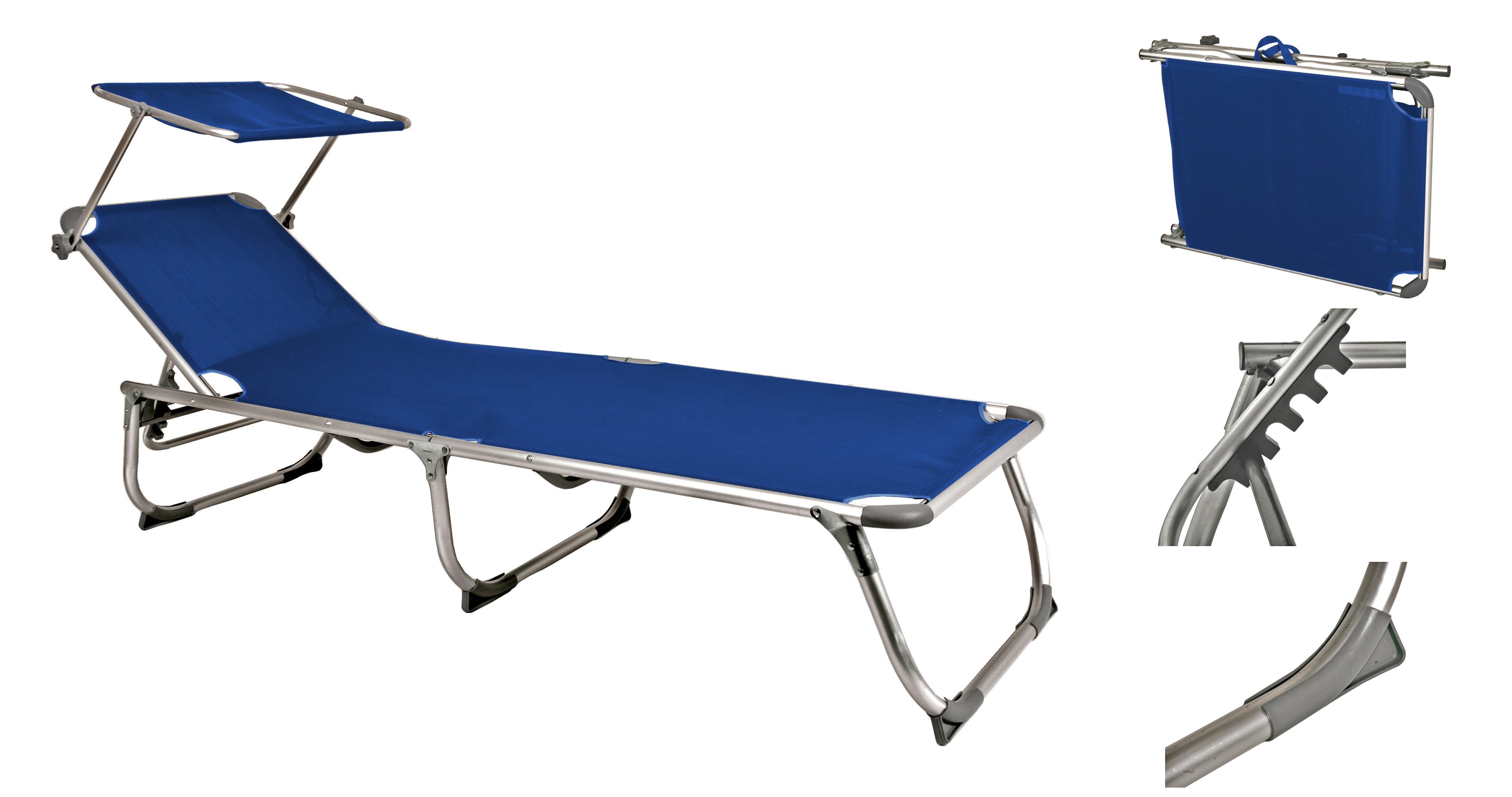 Sonnenliege Gartenliege KISO Sonnendach Dreibeinliege Blau von Garden Pleasure