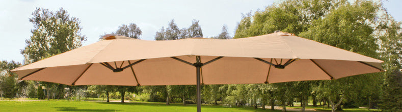 Doppel-Sonnenschirm Marktschirm Gartenschirm Hellbraun von Garden Pleasure