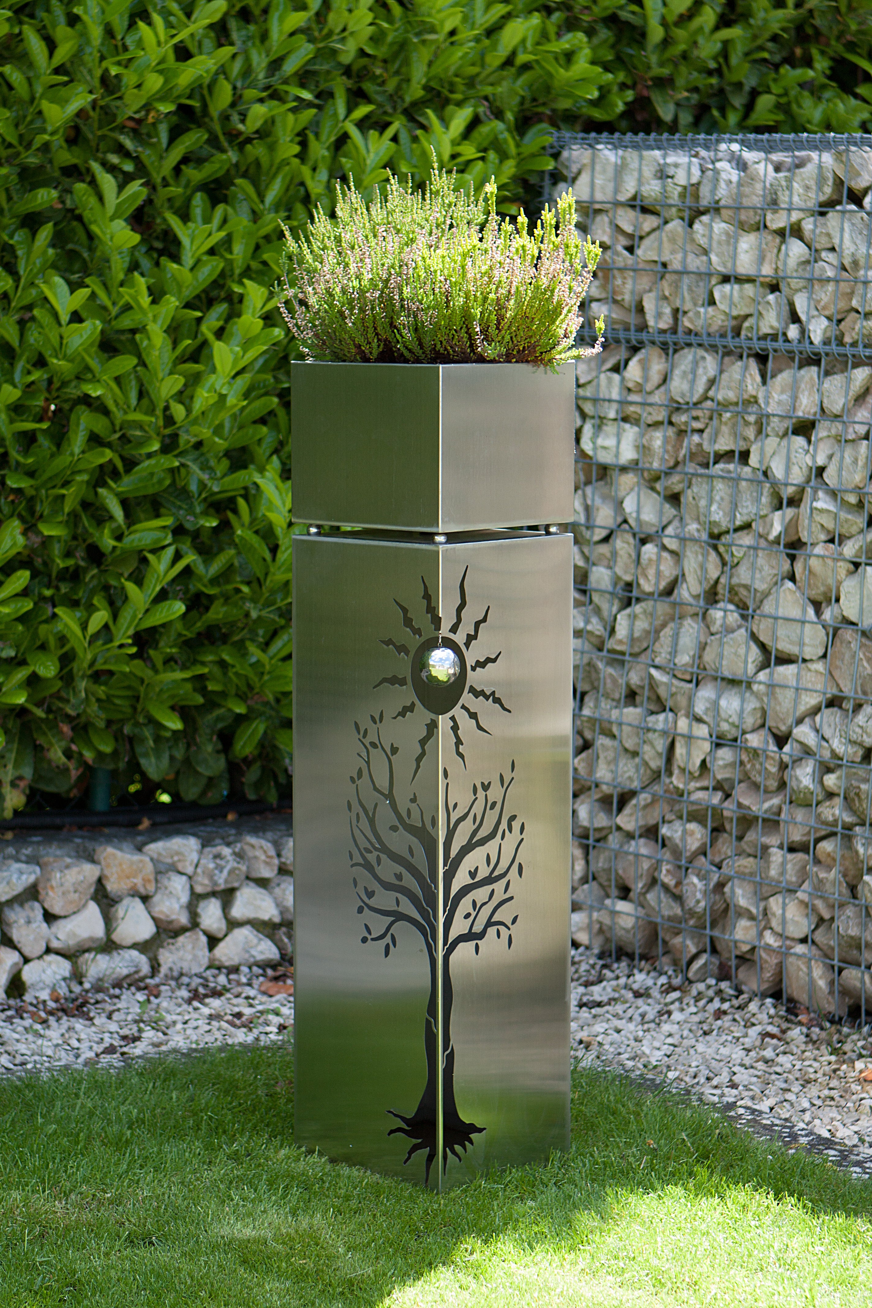 Pflanzsäule Dekosäule BUCHE Blumenständer Edelstahl von Garden Pleasure