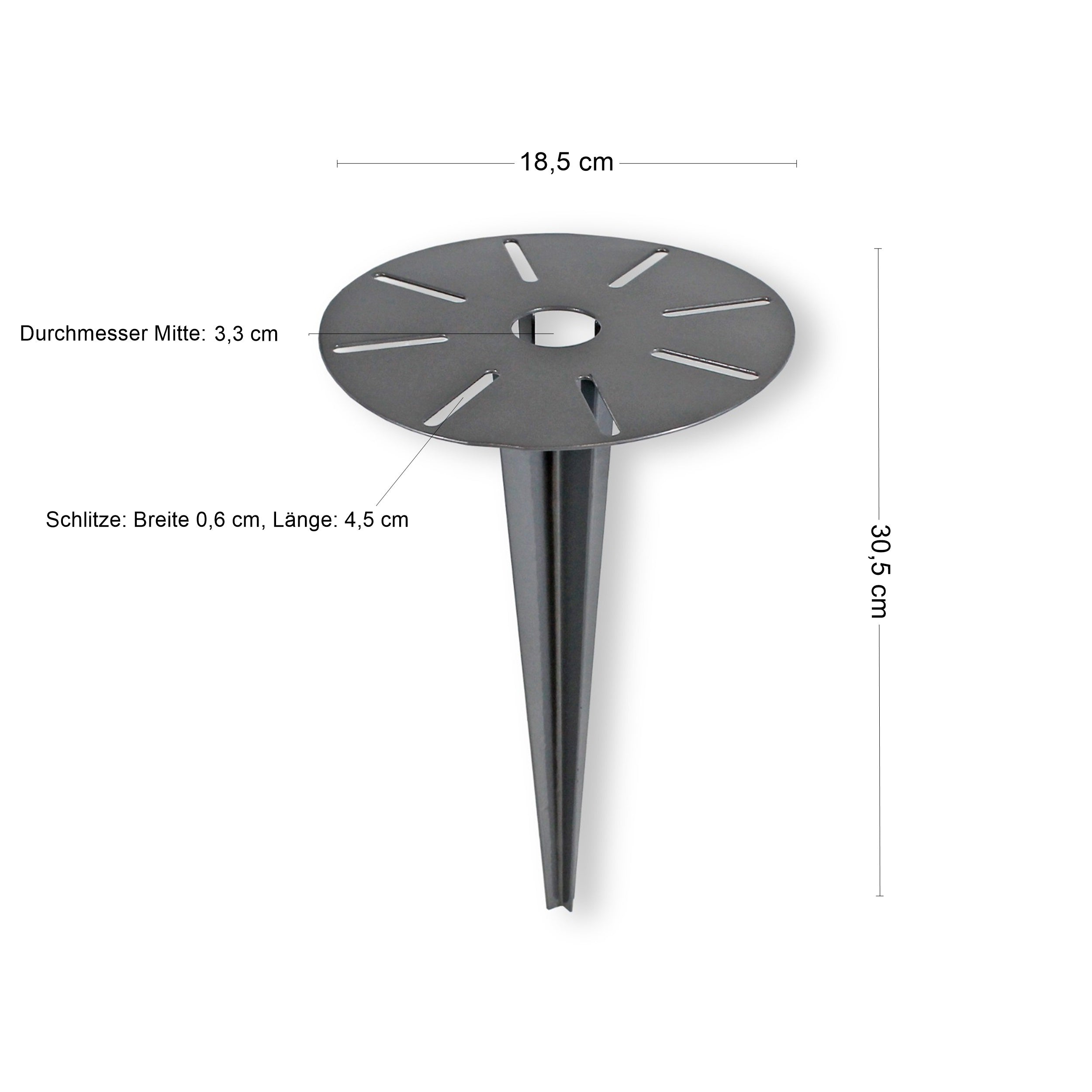 Universal Erdspieß kompakt für Gartenleuchte Lampe Gartensteckdose pulverbeschichtet mit Kabelführung für Garten und Terrasse