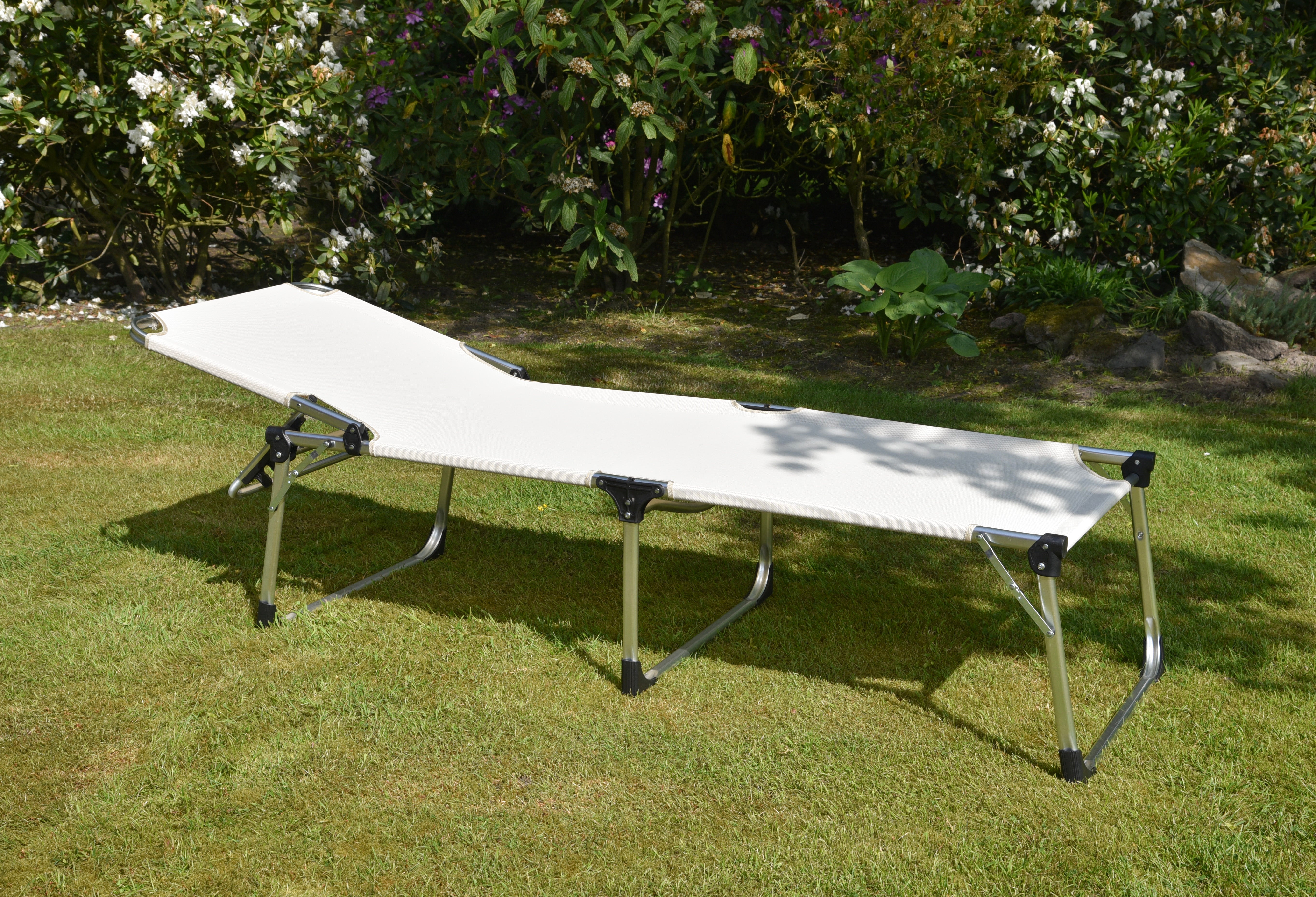 XXL Sonnenliege Gartenliege ABACO Dreibeinliege Beige von Garden Pleasure