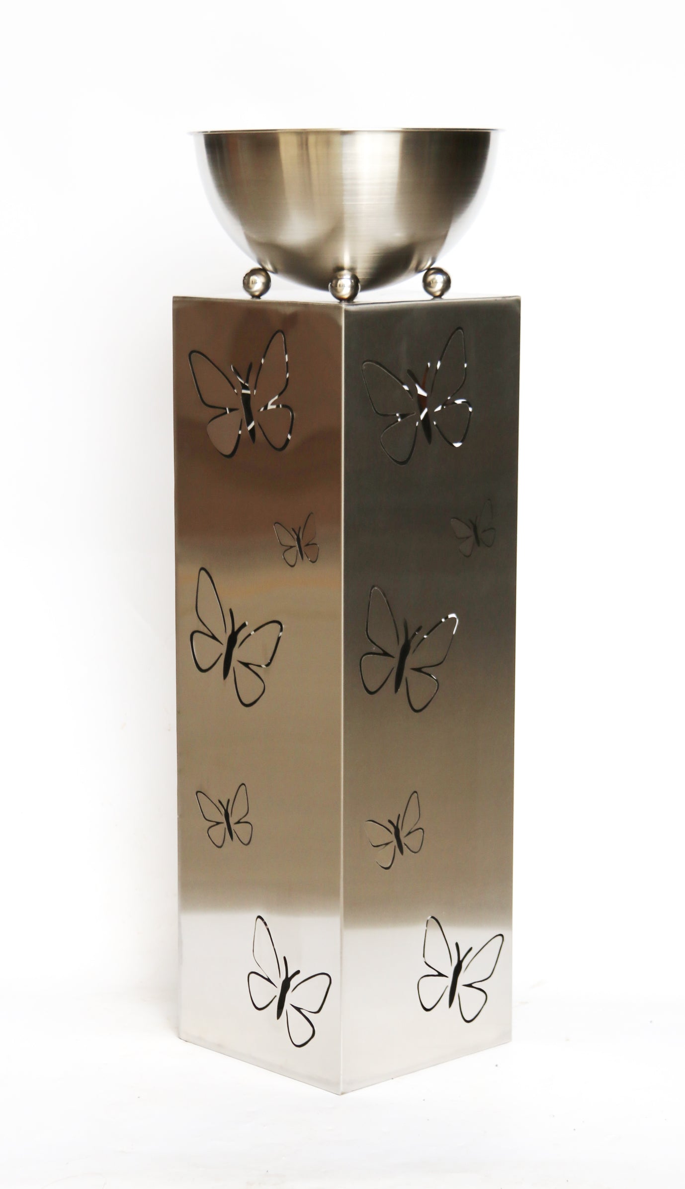 Pflanzsäule Blumenständer FALINA Dekosäule Edelstahl LED von Garden Pleasure