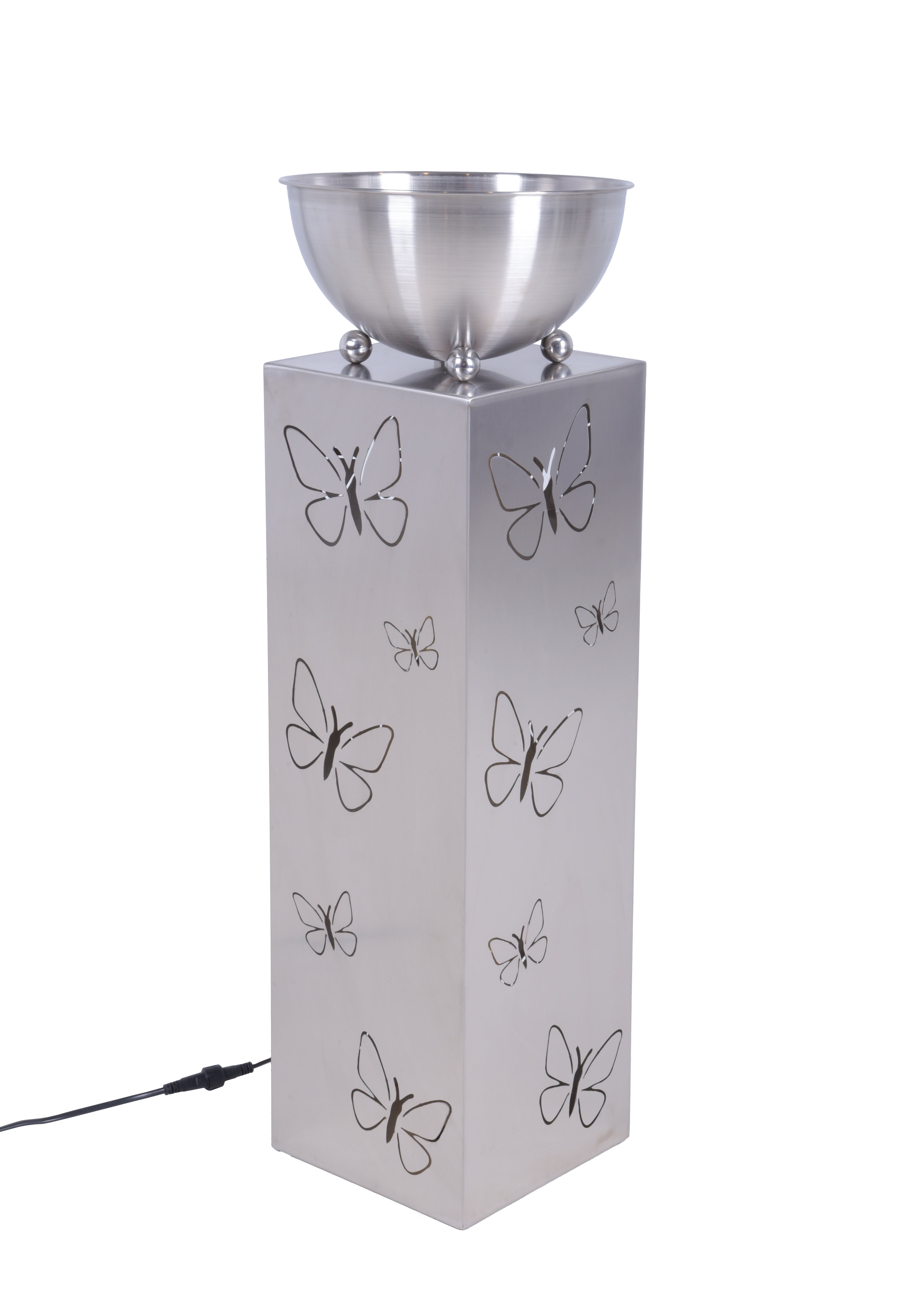 Pflanzsäule Blumenständer FALINA Dekosäule Edelstahl LED von Garden Pleasure