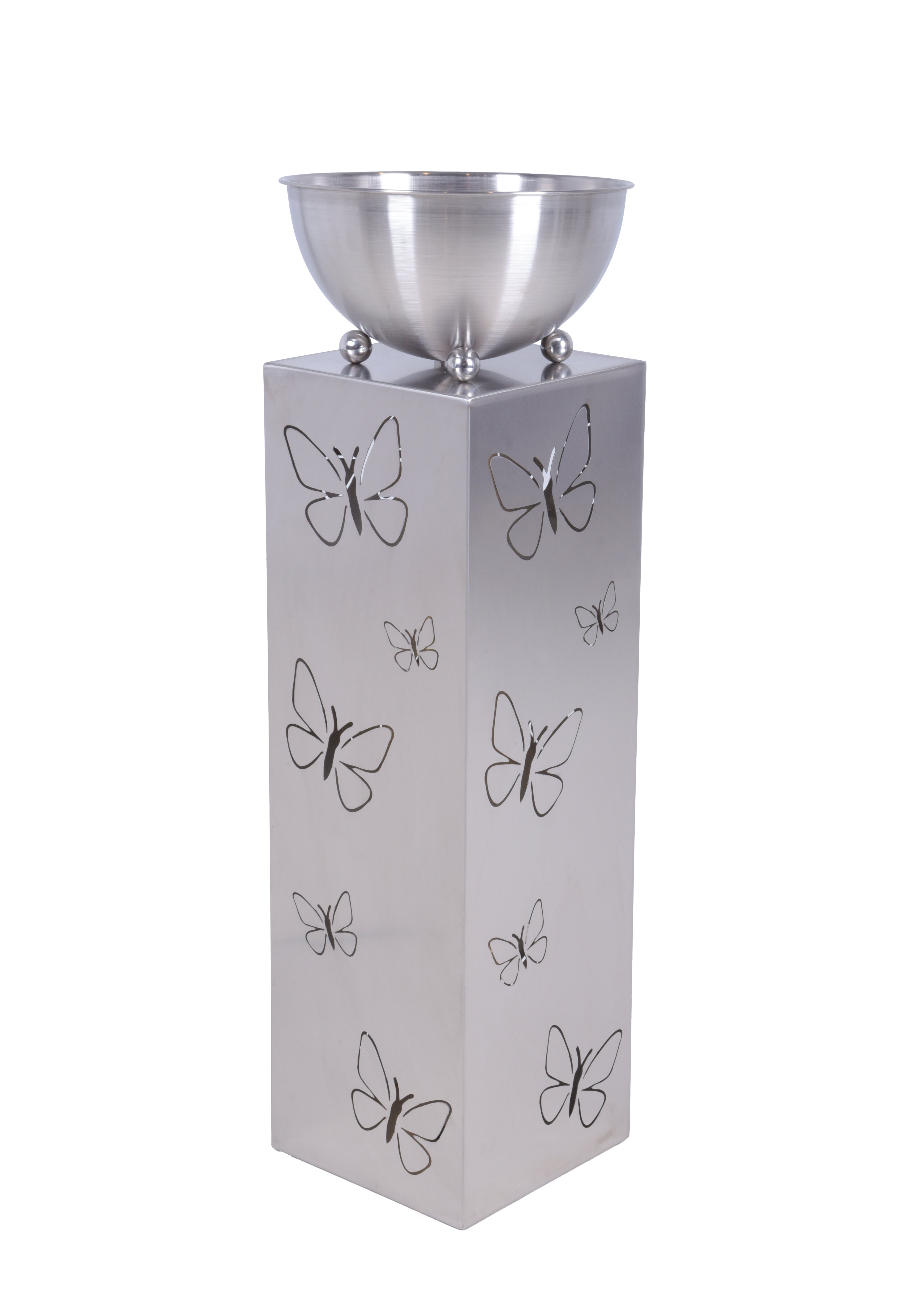 Pflanzsäule Blumenständer FALINA Dekosäule Edelstahl LED von Garden Pleasure