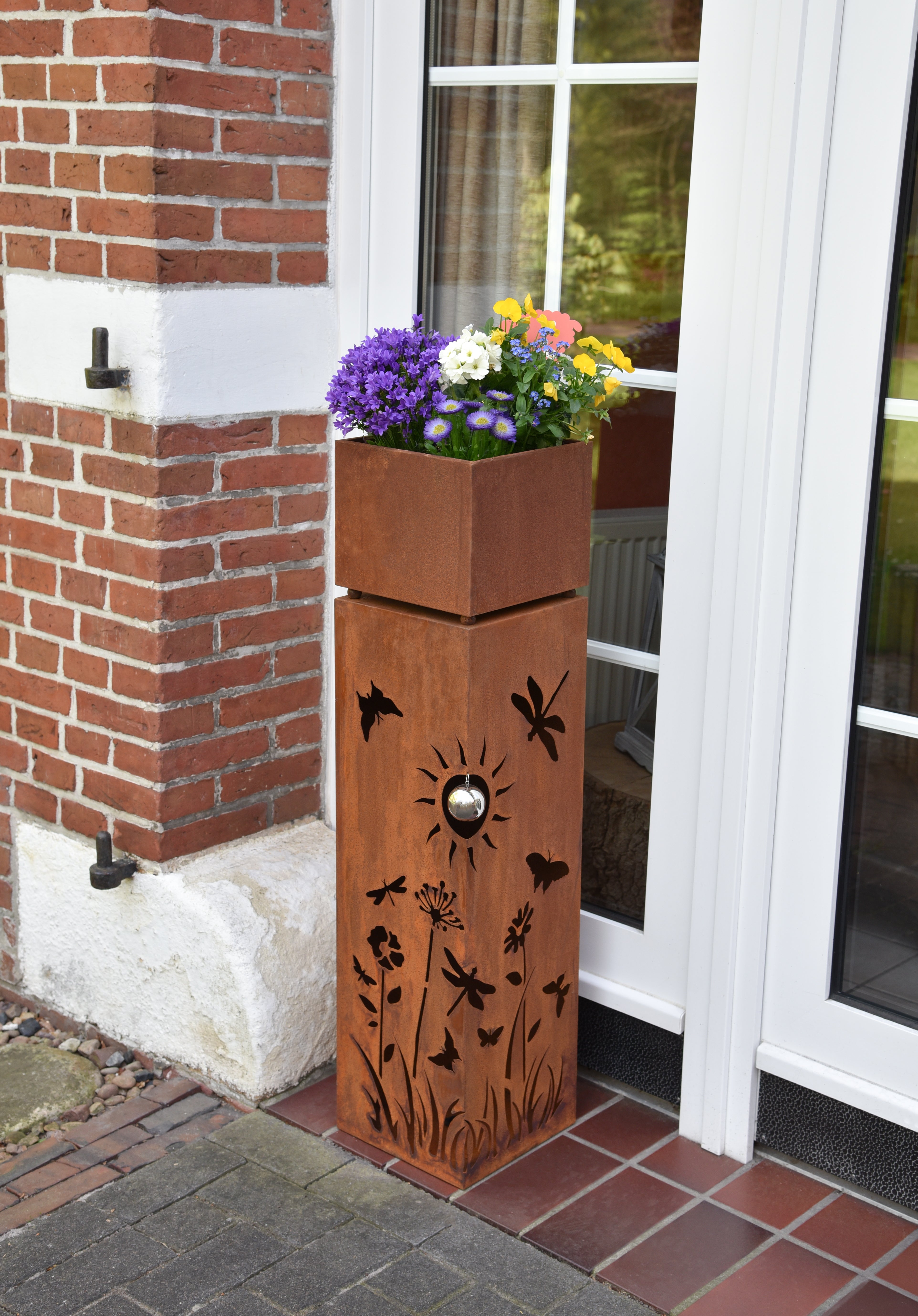 Dekosäule Pflanzsäule FLORALIA Rostoptik Gartendeko von Garden Pleasure
