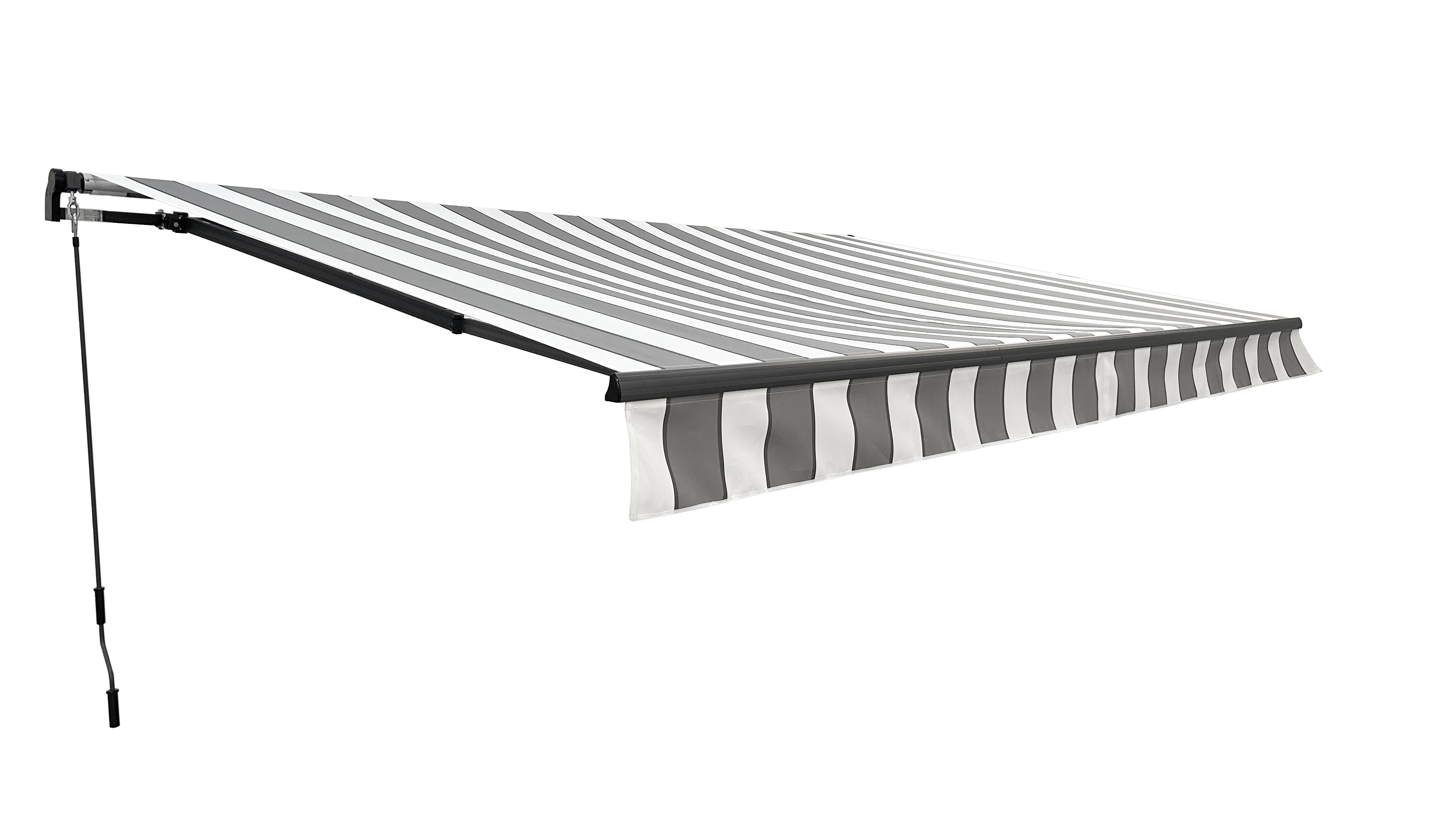 Gelenkarmmarkise Markise Sonnenschutz Balkonmarkise Grau-Weiß Groß von Garden Pleasure