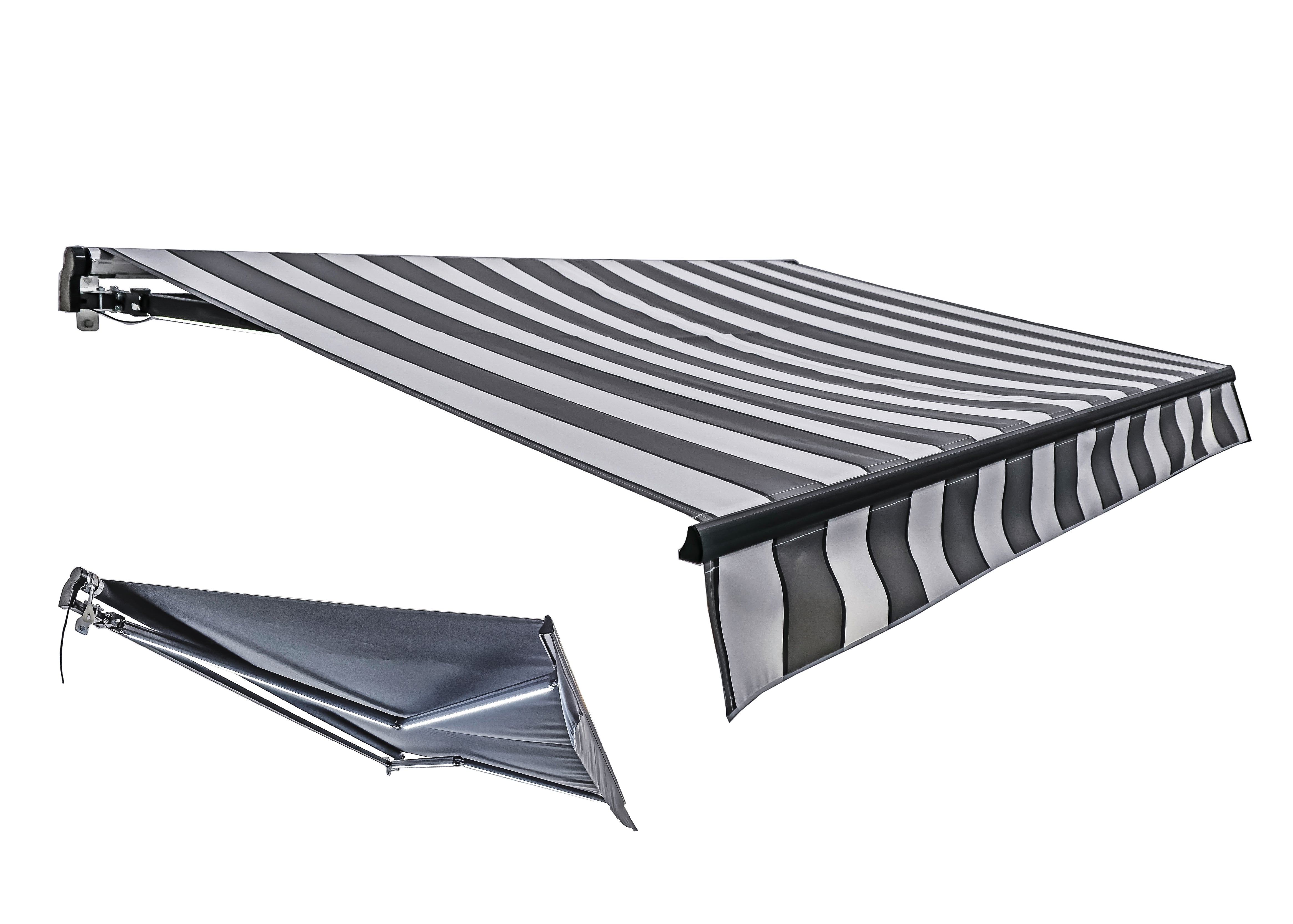 Elektrische Gelenkarmmarkise LED Markise Motorisiert Sonnenschutz Gestreift von Garden Pleasure