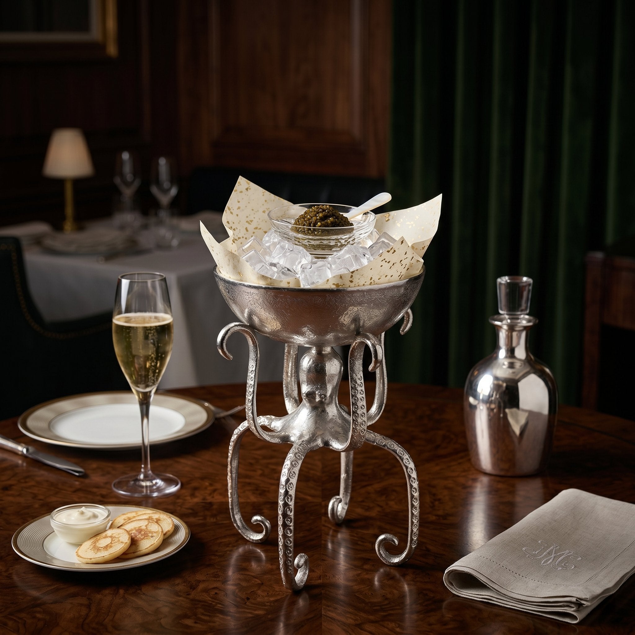Maritime Deko Octopus aus Aluminium silber - Kerzenleuchter oder Deko-Schale als Tischdeko maritim Variante wählbar