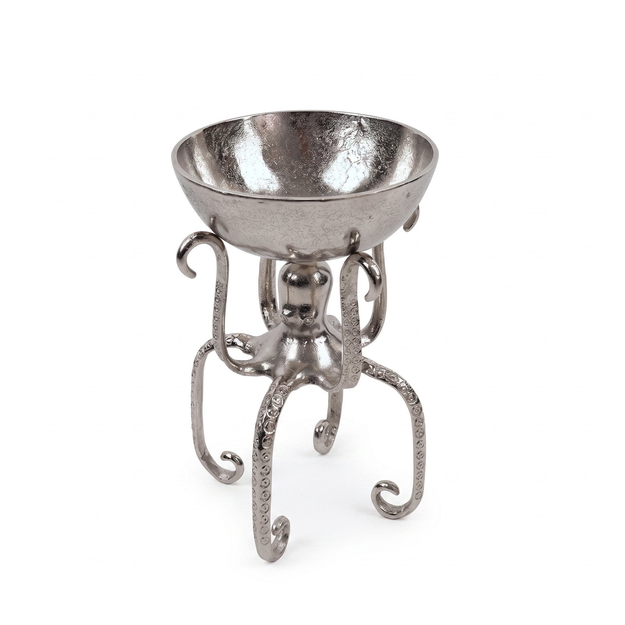 Maritime Deko Octopus aus Aluminium silber - Kerzenleuchter oder Deko-Schale als Tischdeko maritim Variante wählbar