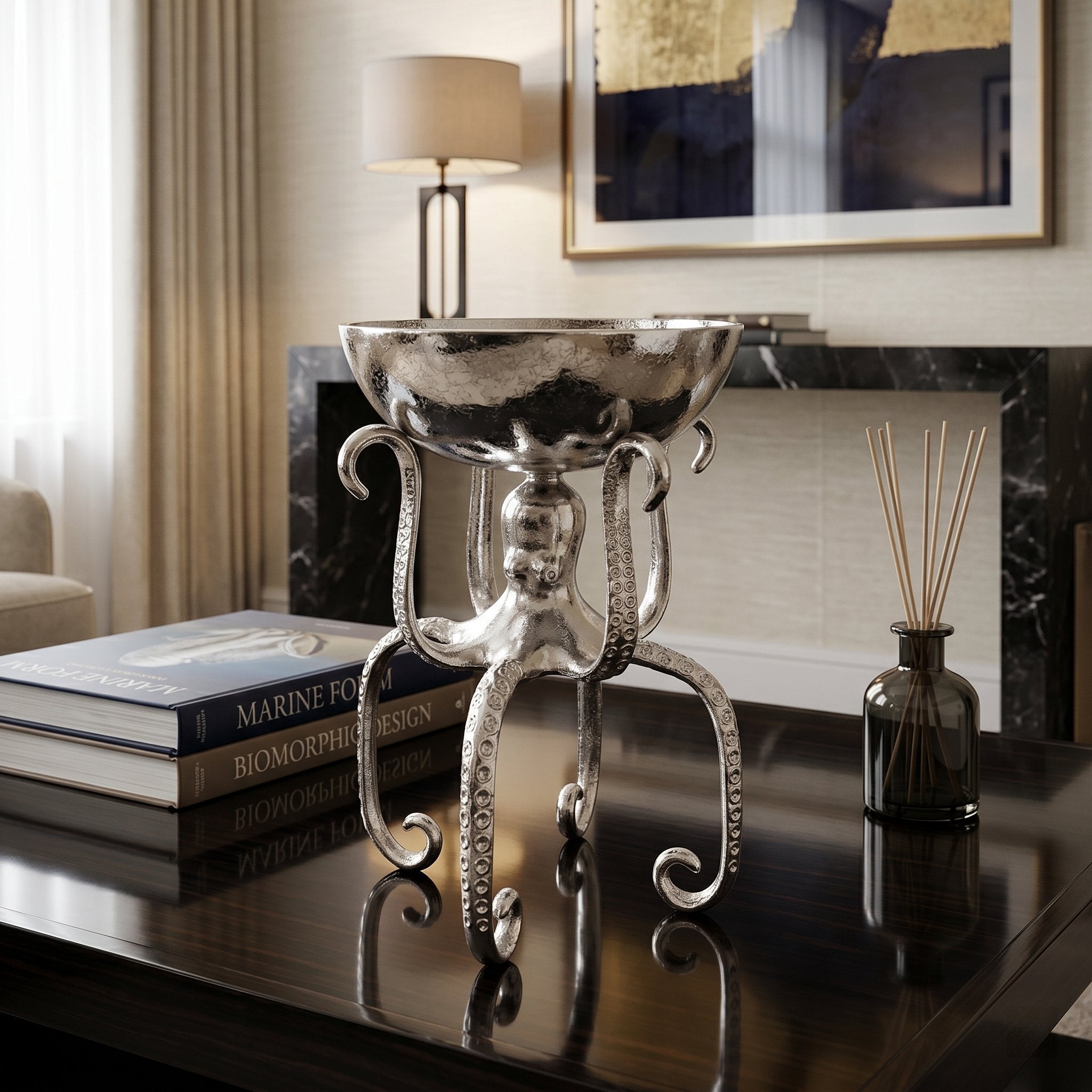 Maritime Deko Octopus aus Aluminium silber - Kerzenleuchter oder Deko-Schale als Tischdeko maritim Variante wählbar