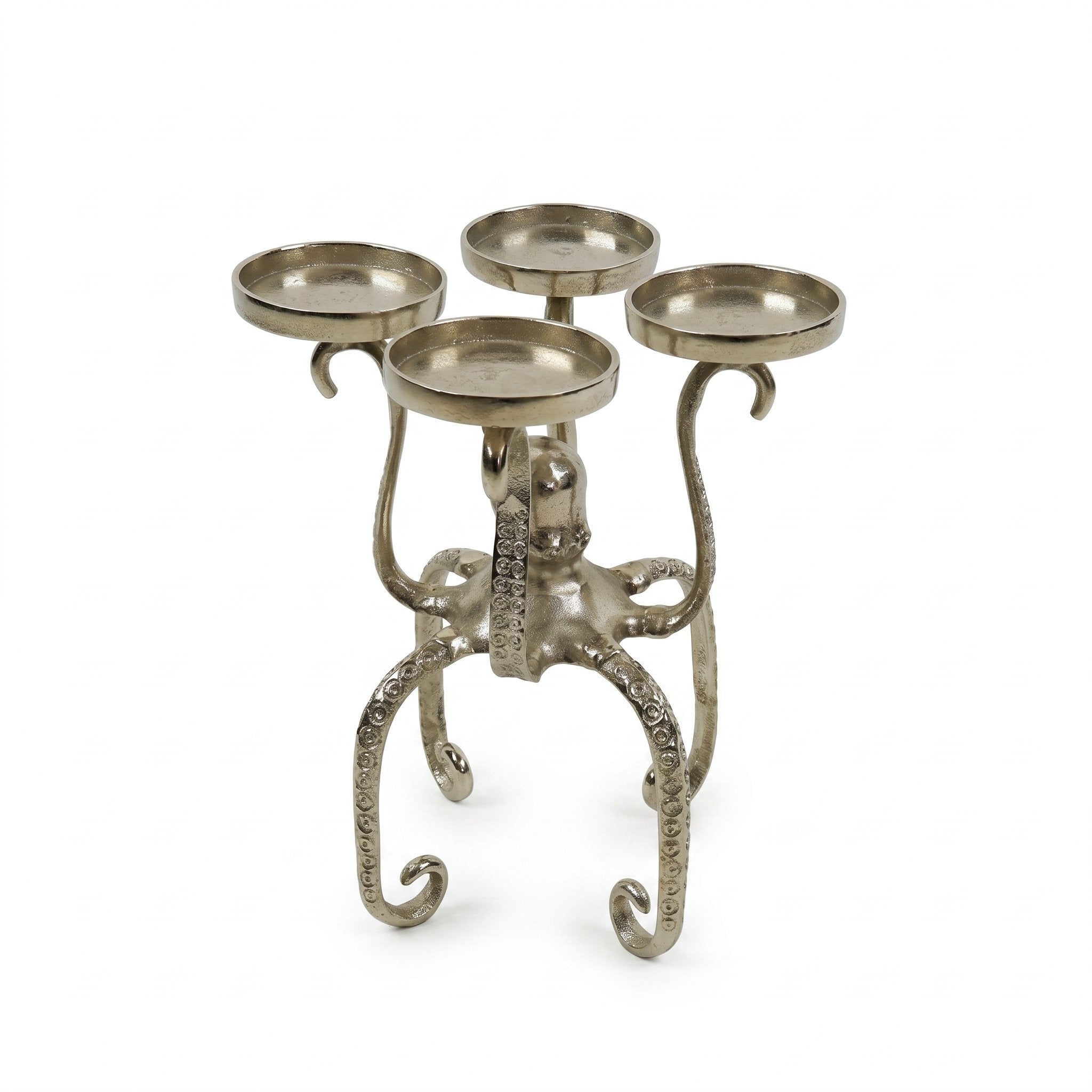 Maritime Deko Octopus aus Aluminium silber - Kerzenleuchter oder Deko-Schale als Tischdeko maritim Variante wählbar