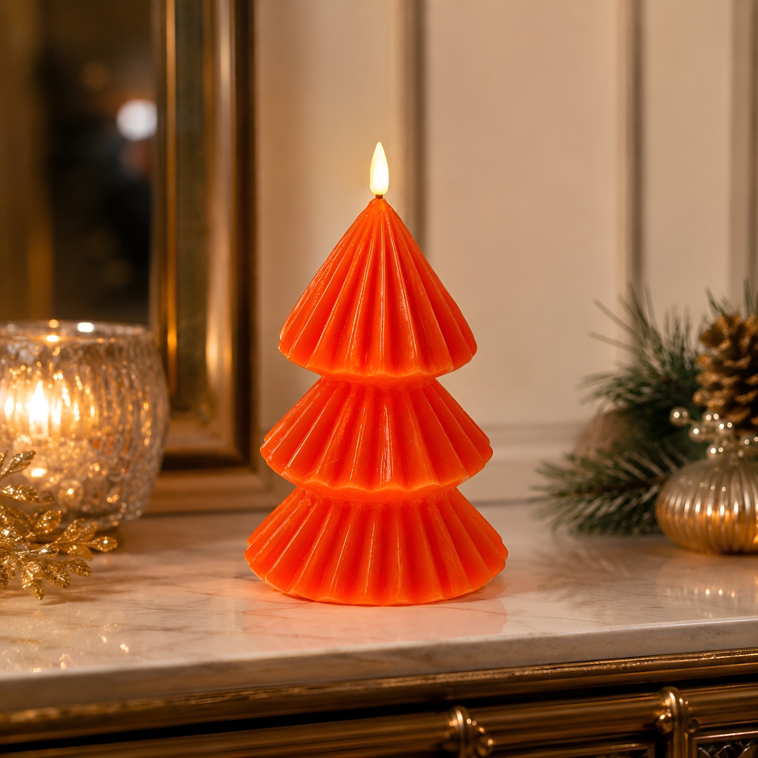 LED Kerze Tanne 3D Flamme mit Timer Led Kerzen Weihnachten Echtwachs Optik batteriebetrieben Weihnachtsdeko Fensterbank in Größe und Farbe wählbar