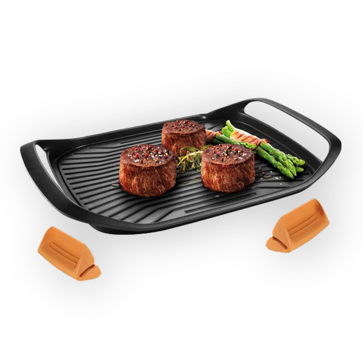 Gerippte Grillplatte SmartClick 42 cm von Tescoma – Induktions-Grillpfanne antihaftbeschichtet