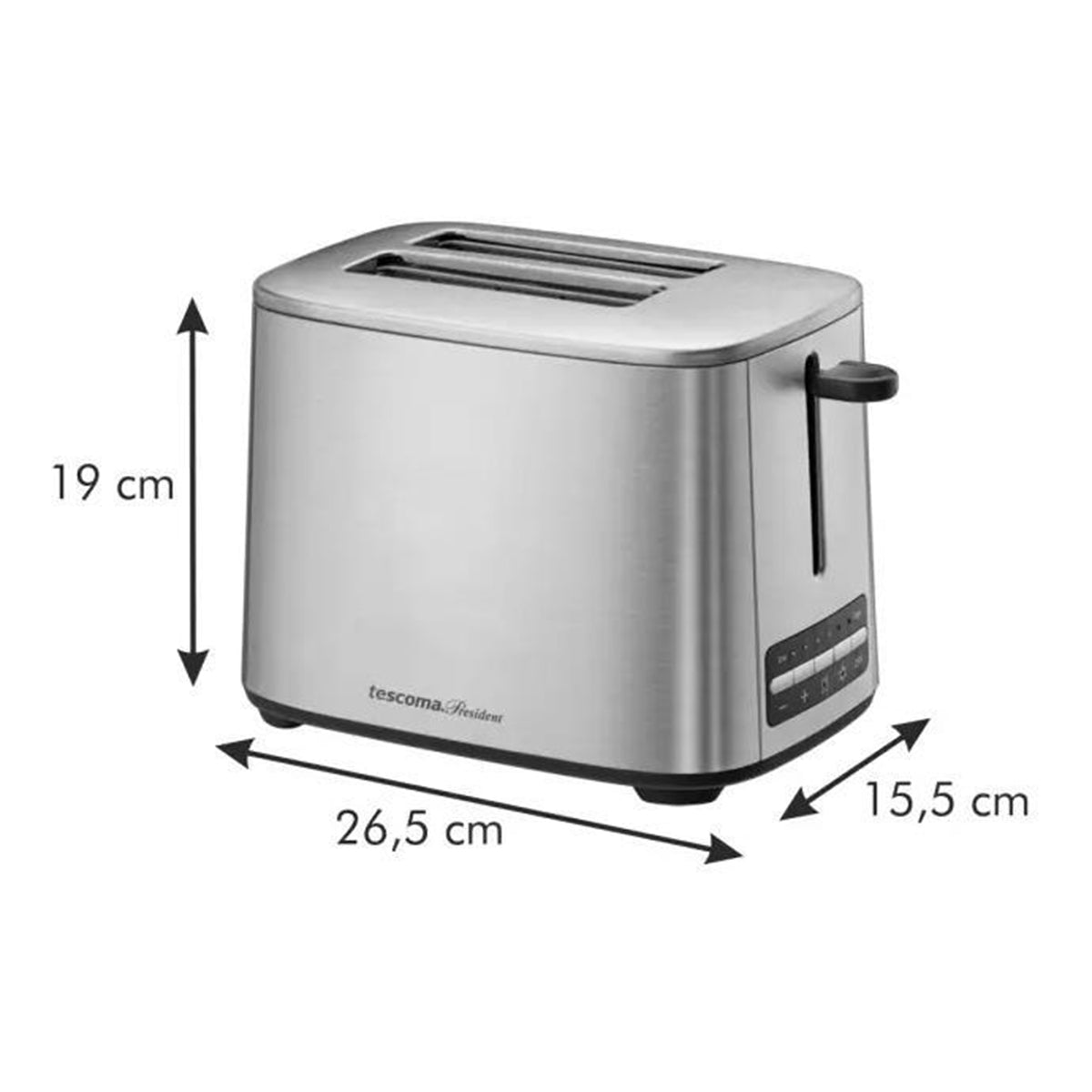 Tescoma 909110 President Edelstahl Toaster 2 Scheiben Toastautomat Krümelschublade 6 Bräunugsstufen