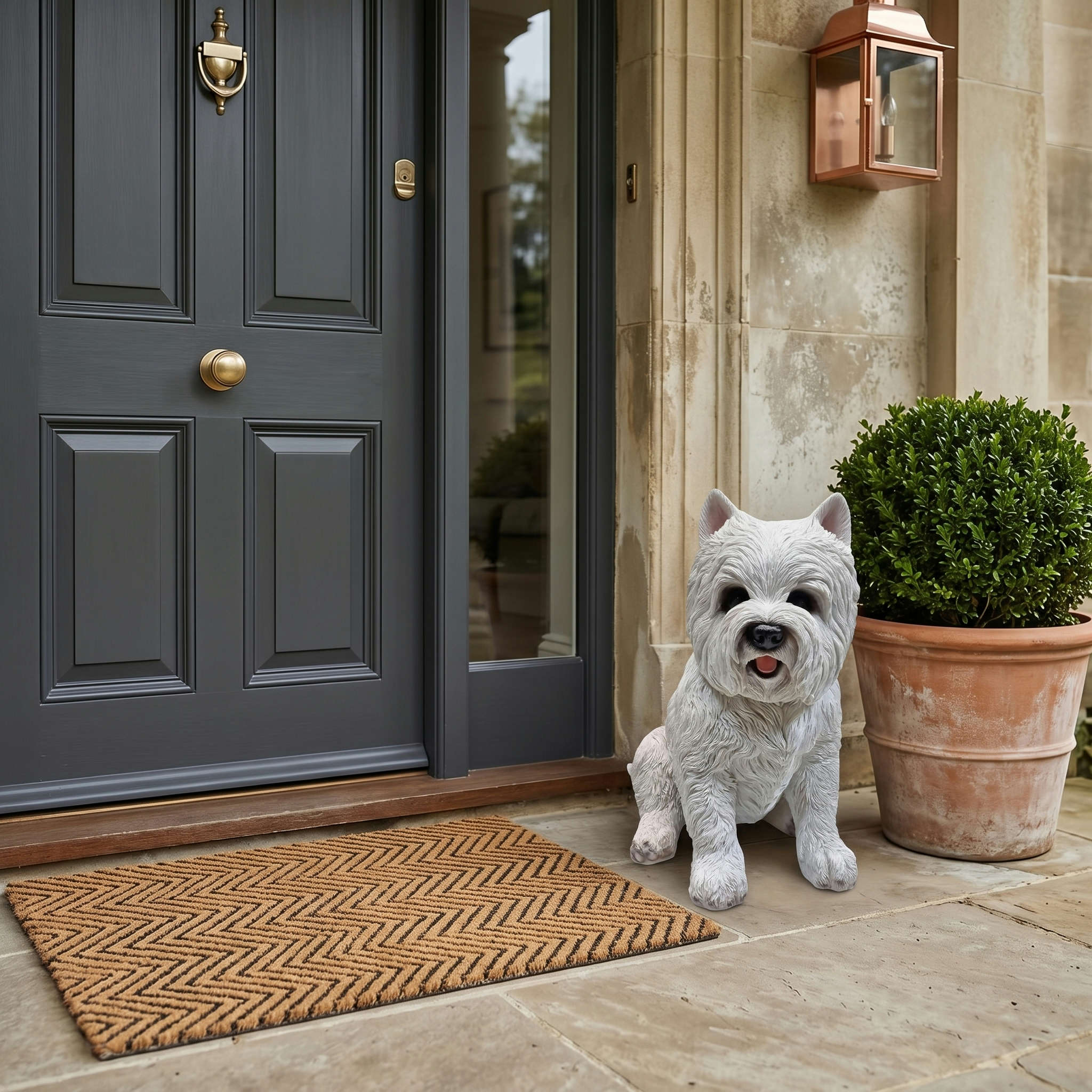 Dekofigur West Highland Terrier weiß sitzend Gartenfigur Tierfigur