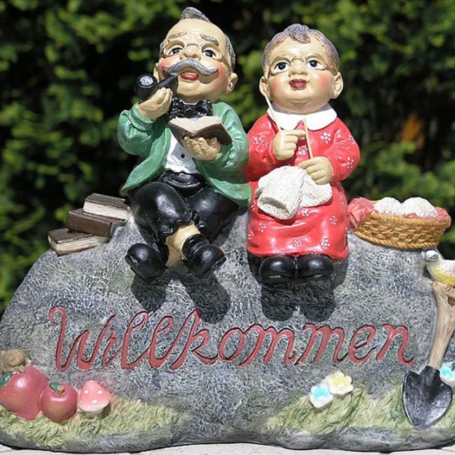 Willkommen Schild für den Eingangsbereich Oma und Opa Gartenfigur Gartendekoration