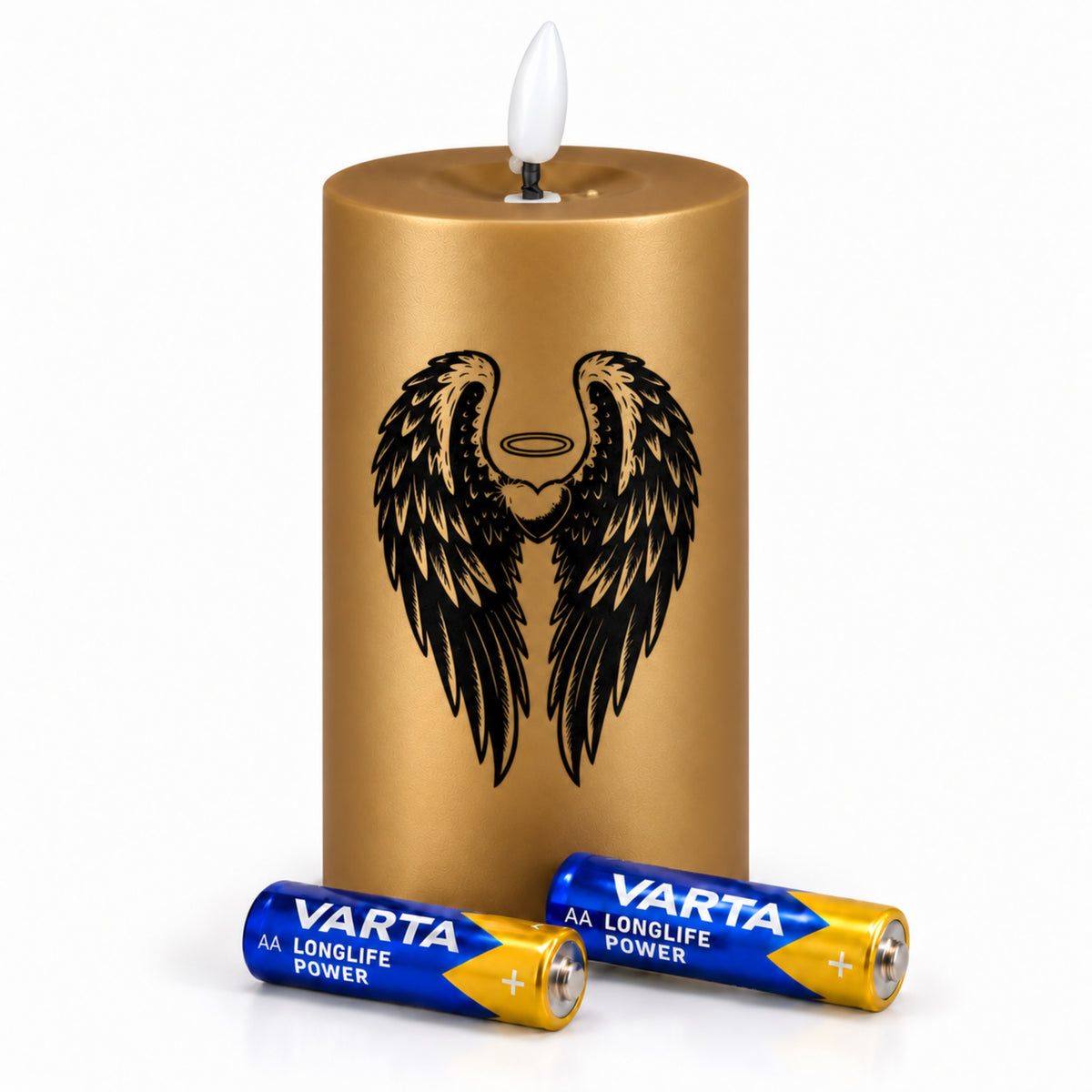 LED Grabkerzen Gold & Silber mit Timer & Varta Batterien – Grabkerze LED / LED Grablicht mit Motiv