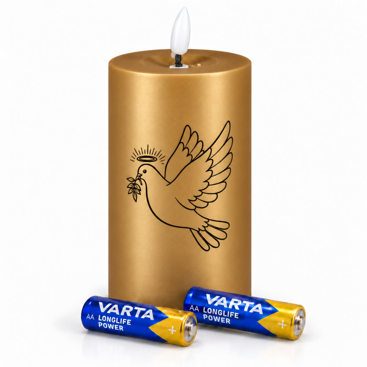 LED Grabkerzen Gold & Silber mit Timer & Varta Batterien – Grabkerze LED / LED Grablicht mit Motiv
