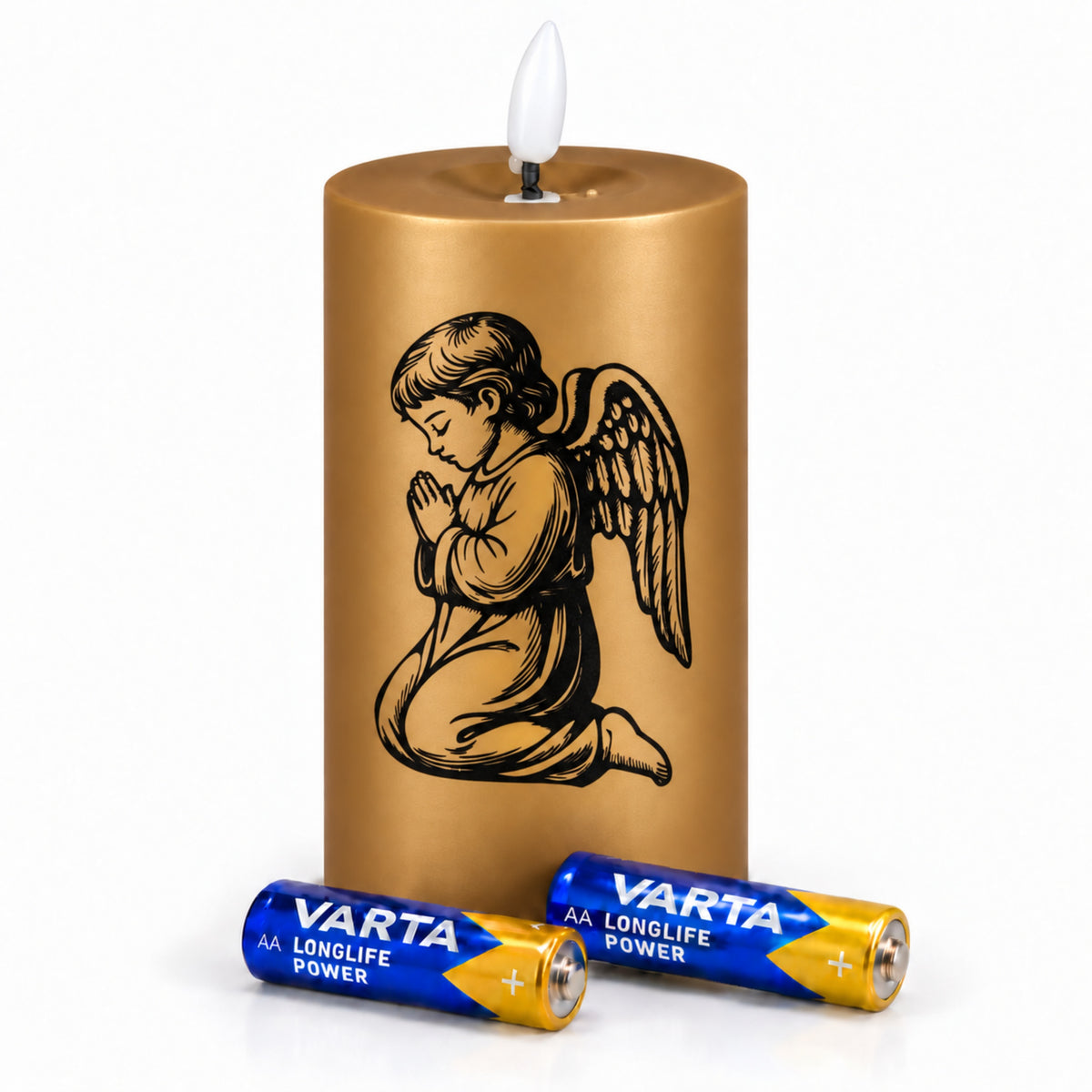 LED Grabkerzen Gold & Silber mit Timer & Varta Batterien – Grabkerze LED / LED Grablicht mit Motiv