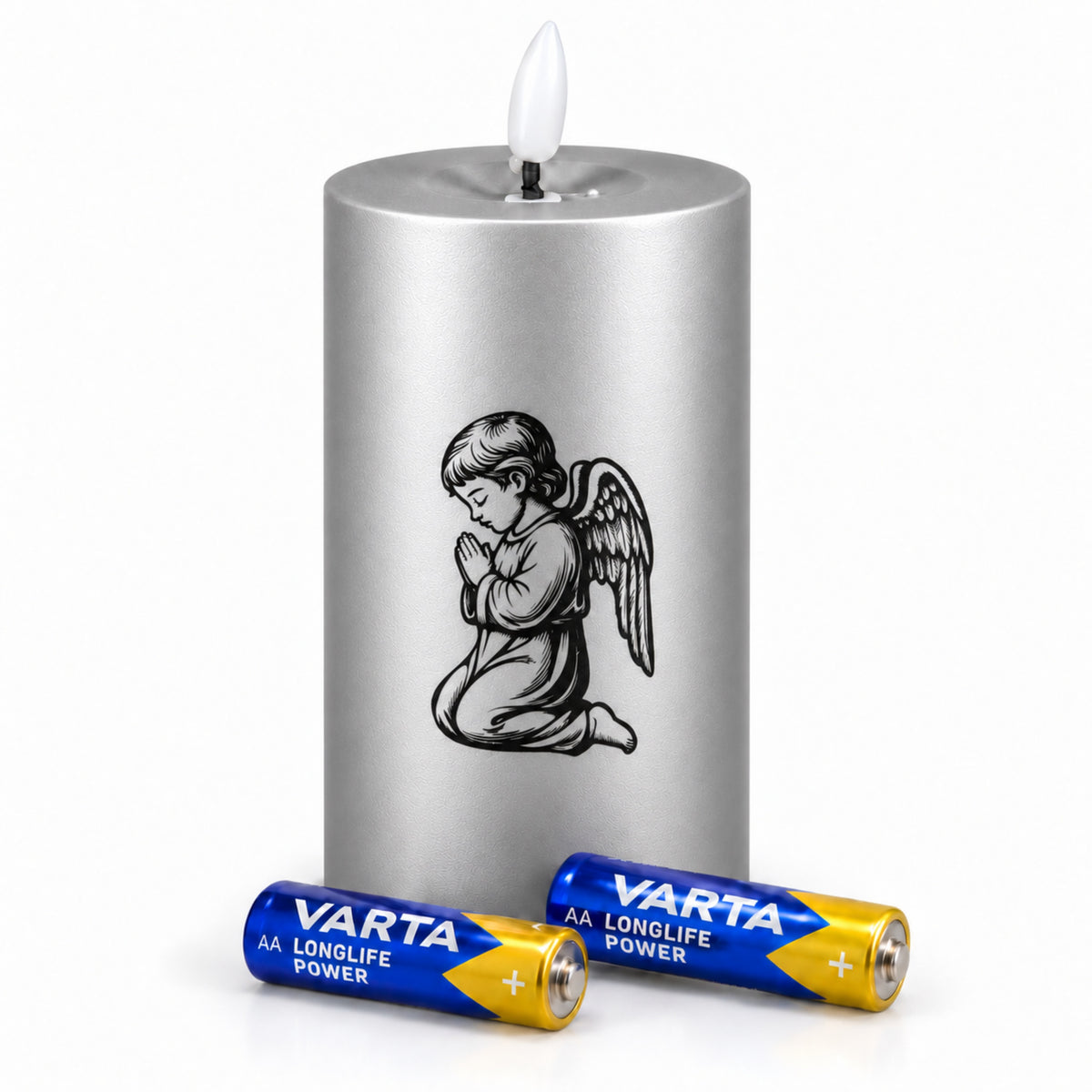 LED Grabkerzen Gold & Silber mit Timer & Varta Batterien – Grabkerze LED / LED Grablicht mit Motiv