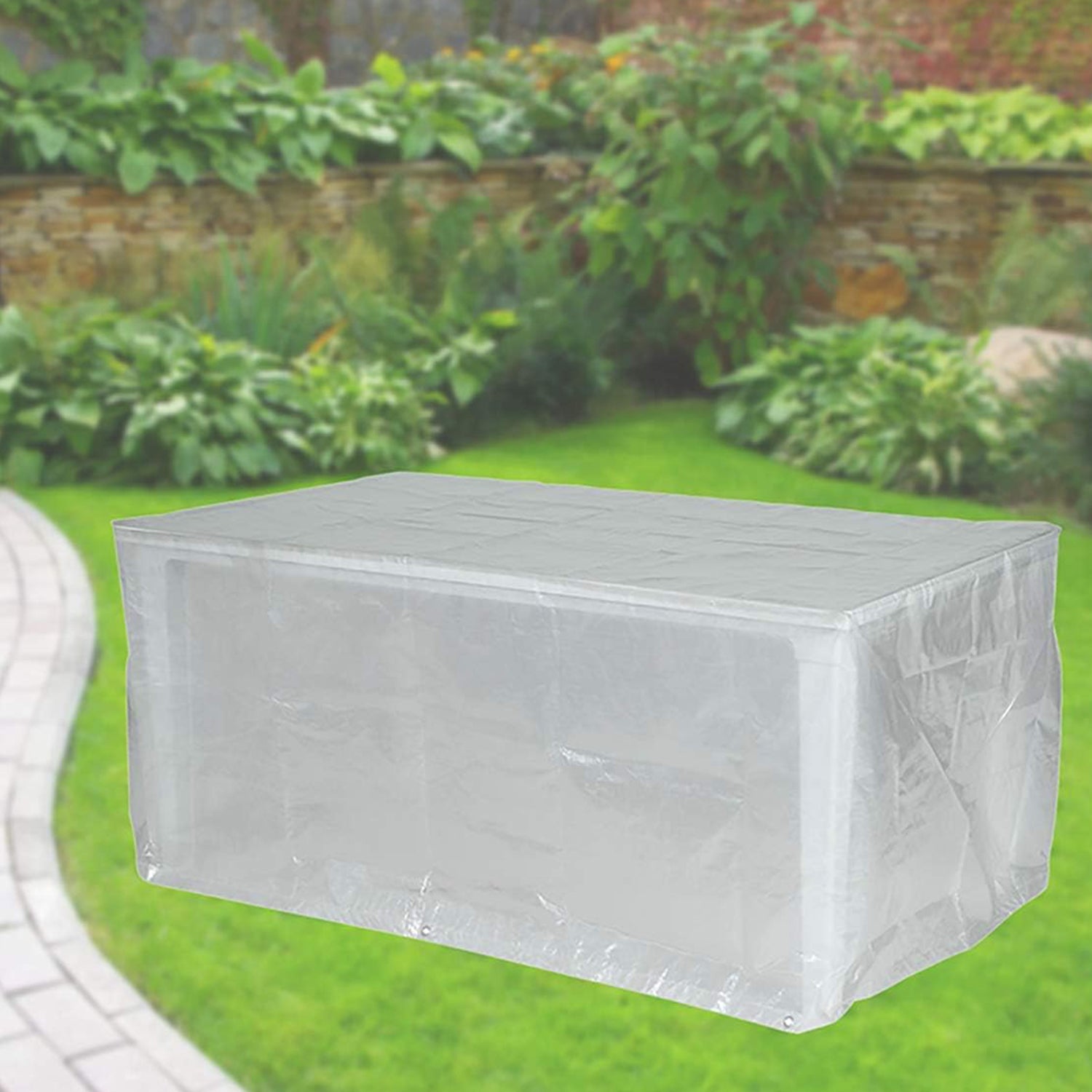 Schutzhülle 180x100x75cm für rechteckige Gartentische transparent Komfort Möbelschutzhülle