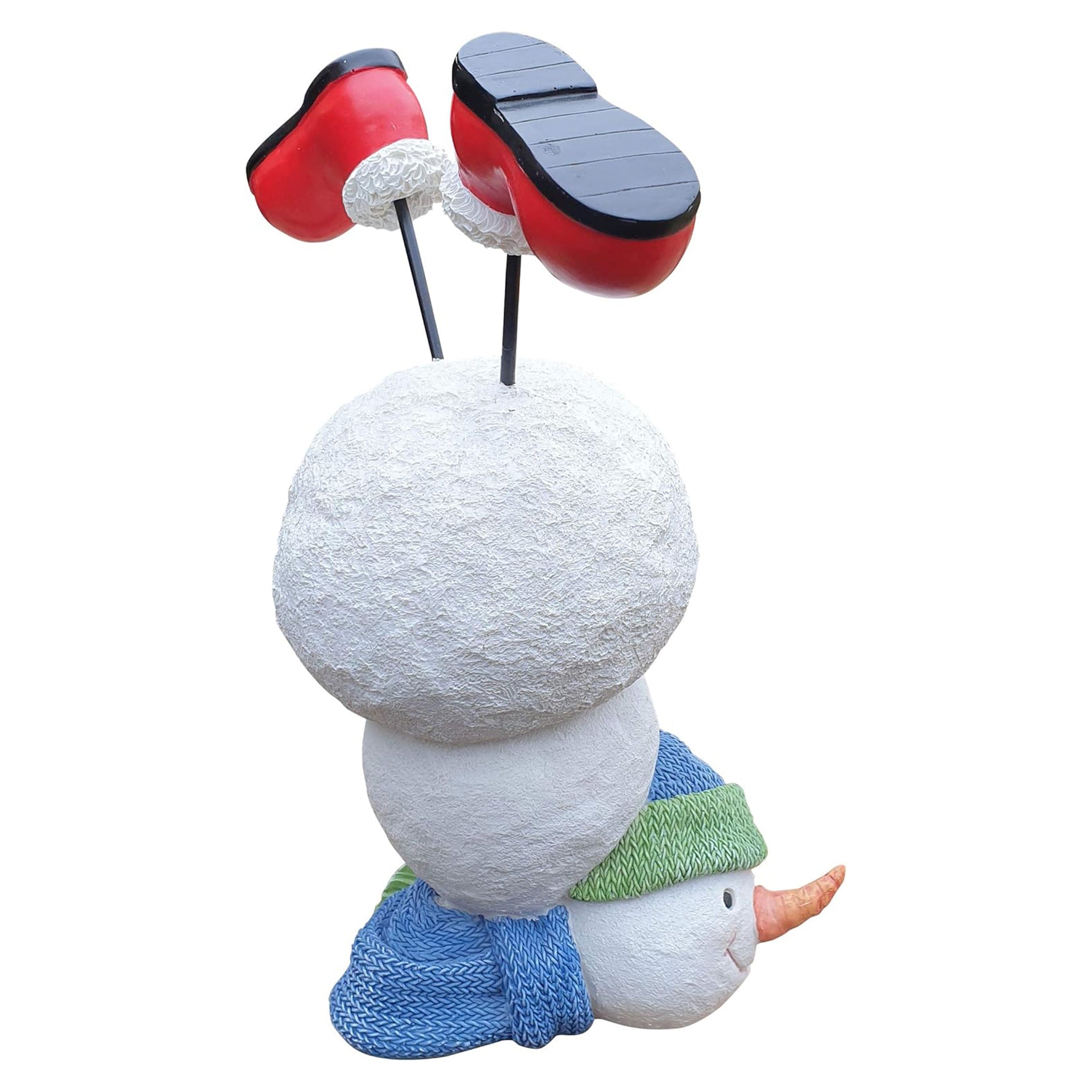 Lustige Weihnachtsdeko Schneemann im Handstand wetterfest