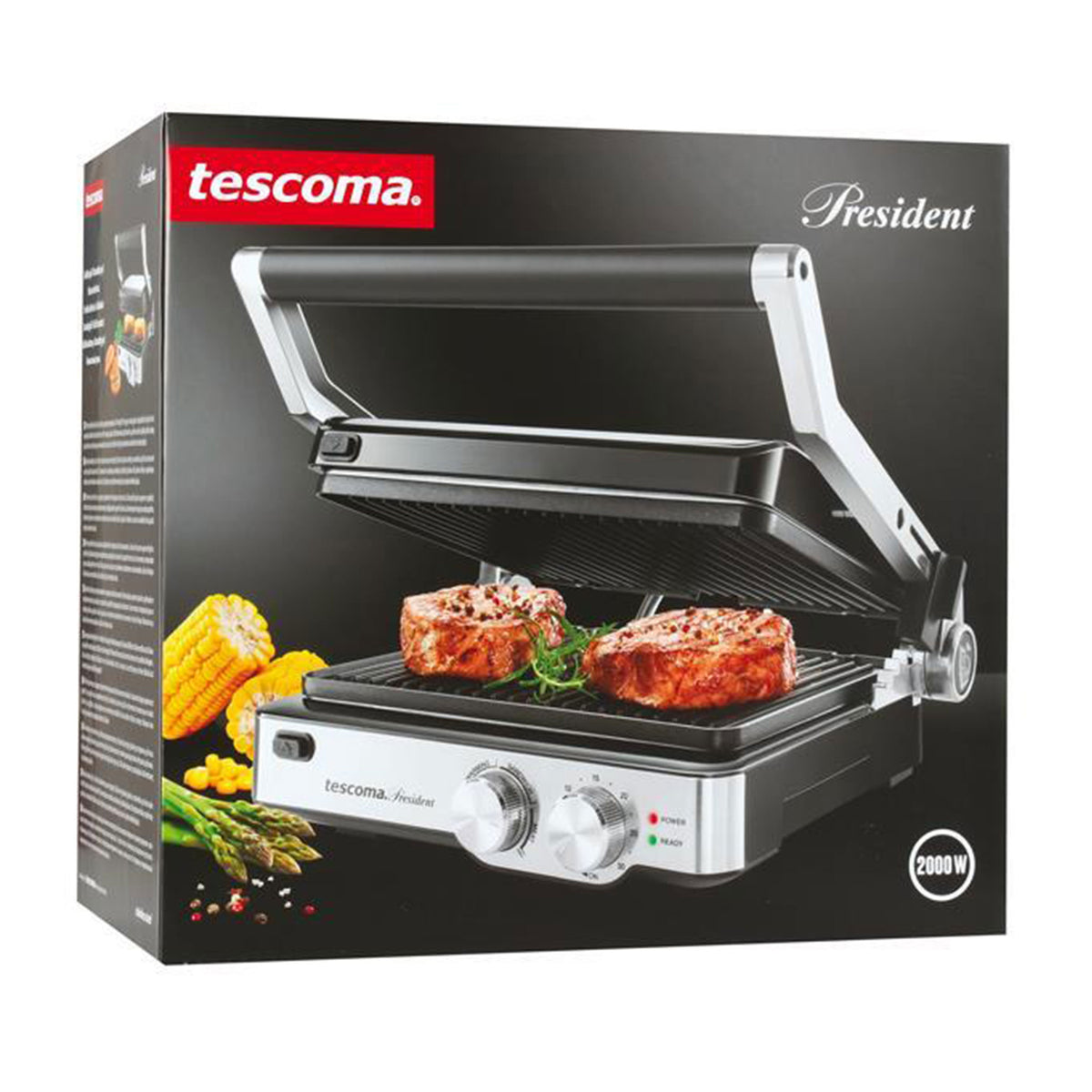 Tescoma 909120 President Kontaktgrill 2000 W Edelstahl Elektro Tischgrill