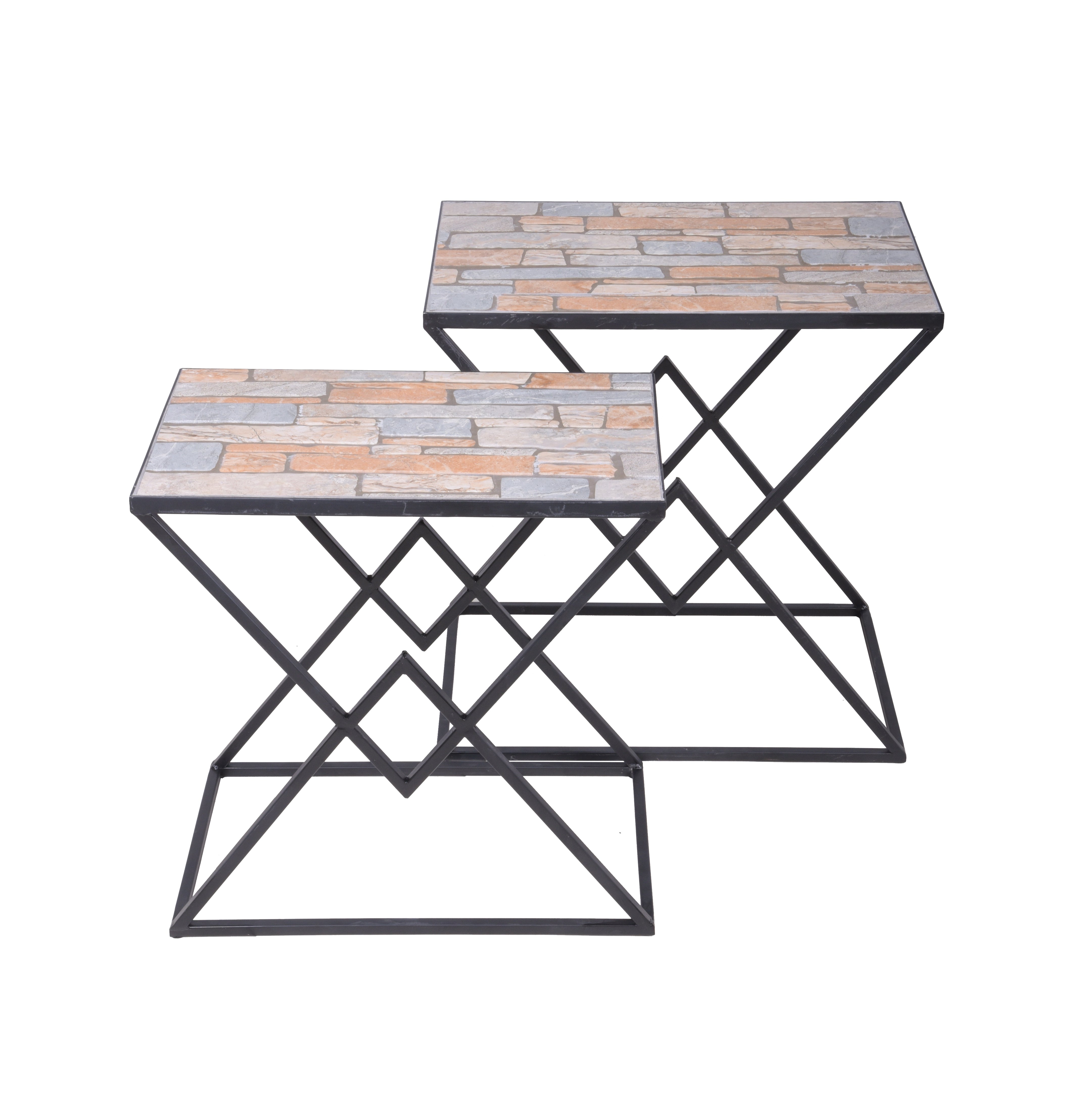 Beistelltisch Satztisch MERU Gartentisch Steinoptik 2er-Set von Garden Pleasure