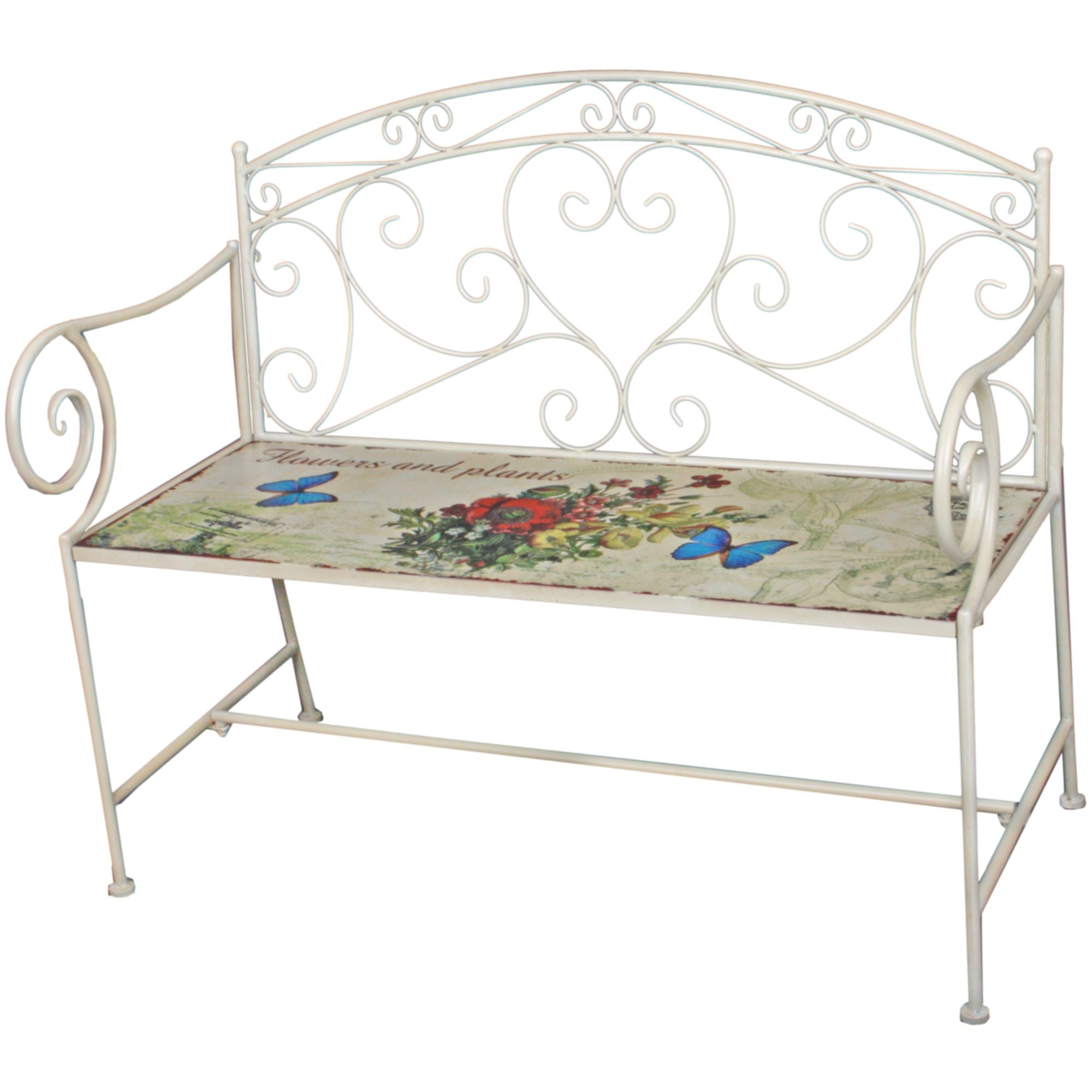 Deko-Bank Gartenbank FLORAL Sitzbank Holzbank robust pflegeleicht Outdoo Outdoor von Garden Pleasure