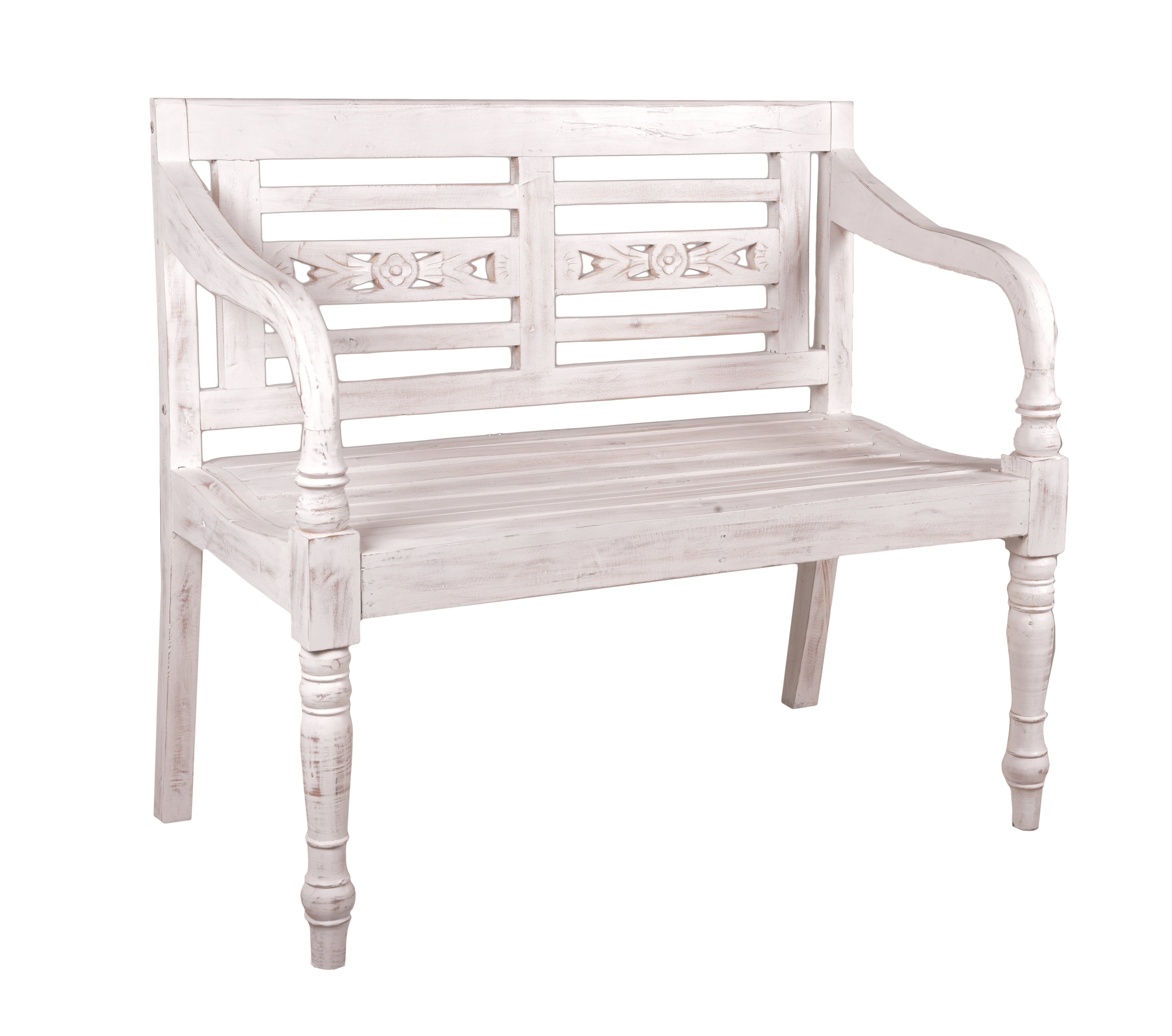 Bank Sitzbank MOYO Gartenbank Mahagoni Weiß-Antik von Garden Pleasure