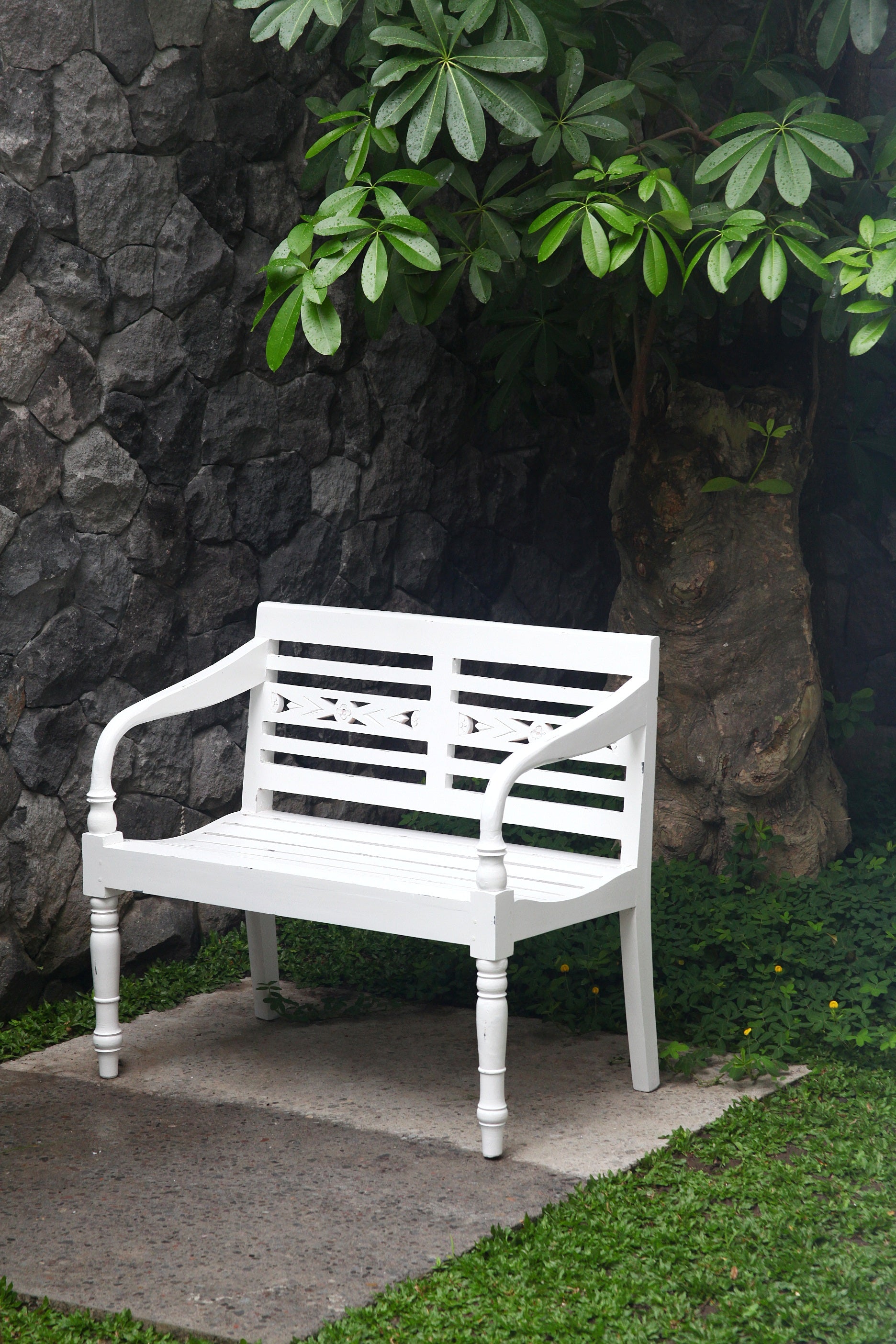 Bank Sitzbank MOYO Gartenbank Mahagoni Weiß-Antik von Garden Pleasure