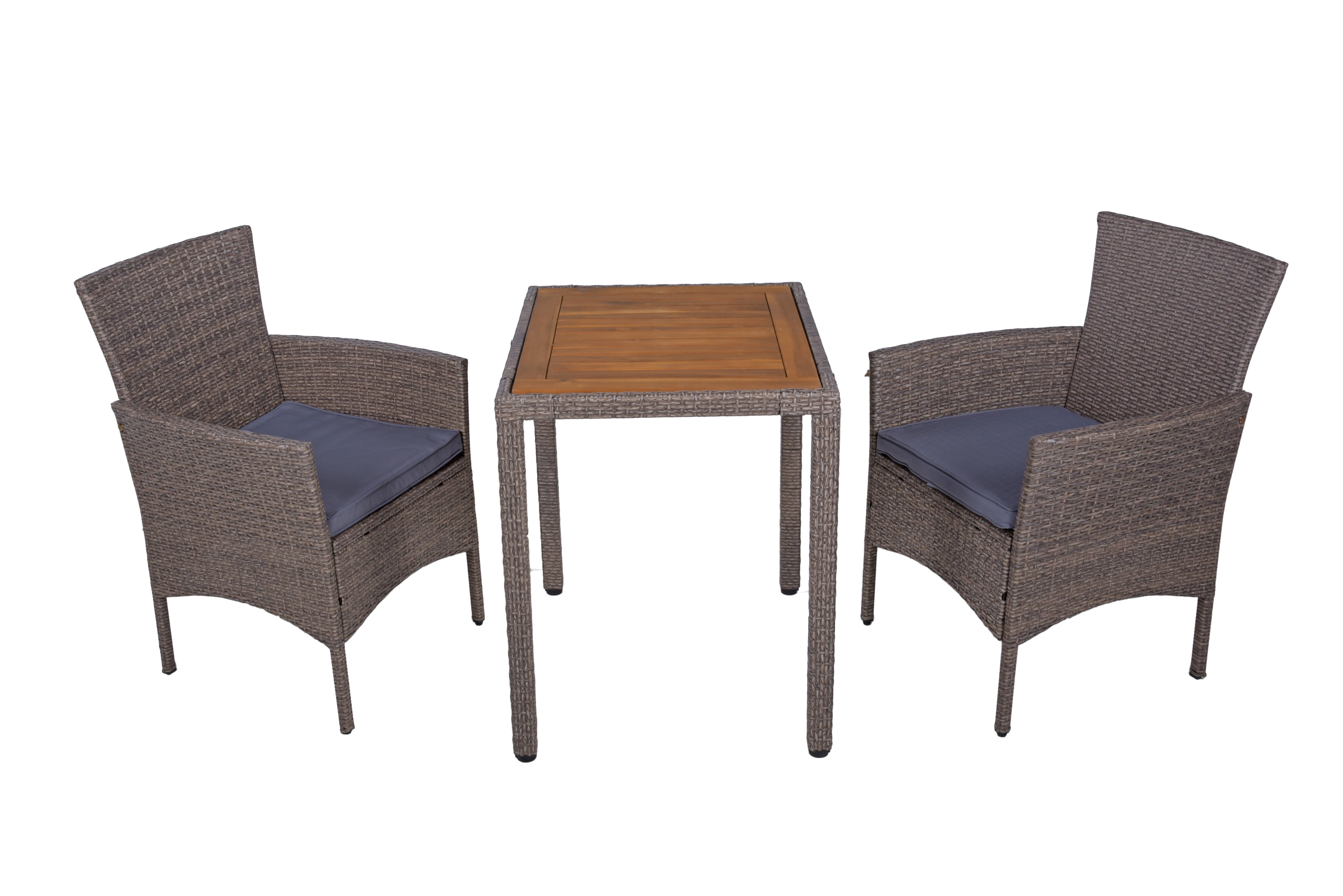 Sitzgruppe Balkonset DAKOTA 3-teilig Tisch 2 Sessel Polyrattan braun von Garden Pleasure