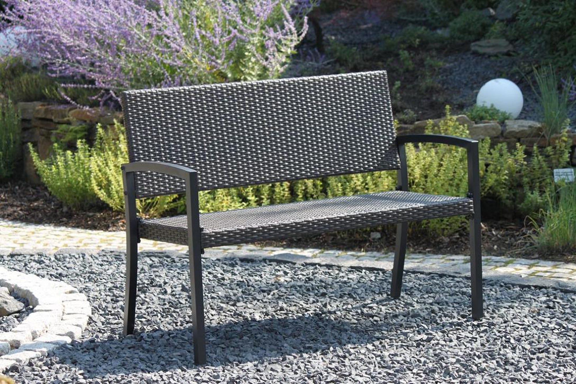 Gartenbank Parkbank SANREMO 2-Sitzer Sitzbank Polyrattan leicht von Garden Pleasure