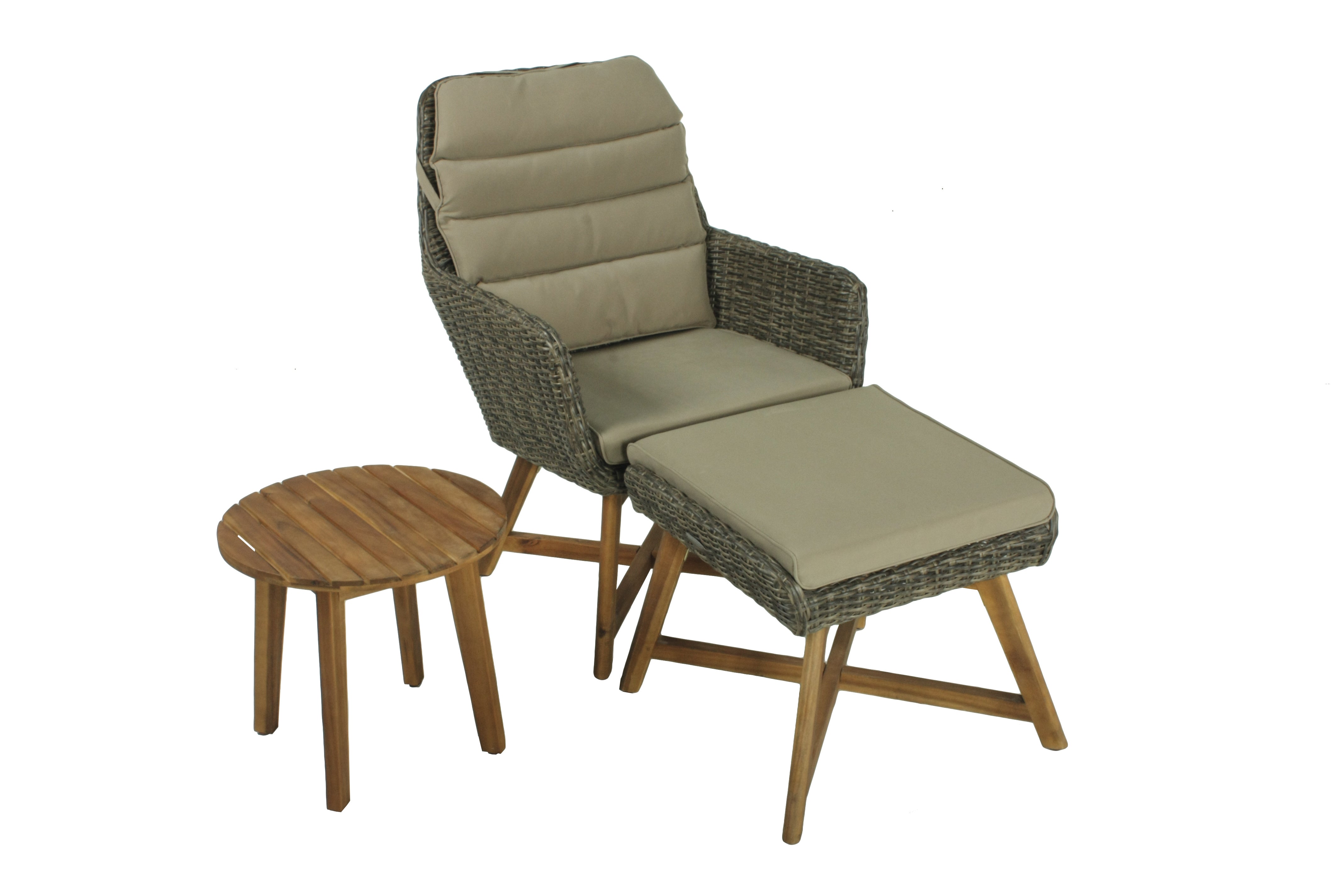 Sessel-Set Loungeset CALVIA 3-teilig Gartenmöbel Polyrattan Holz coffee von Garden Pleasure