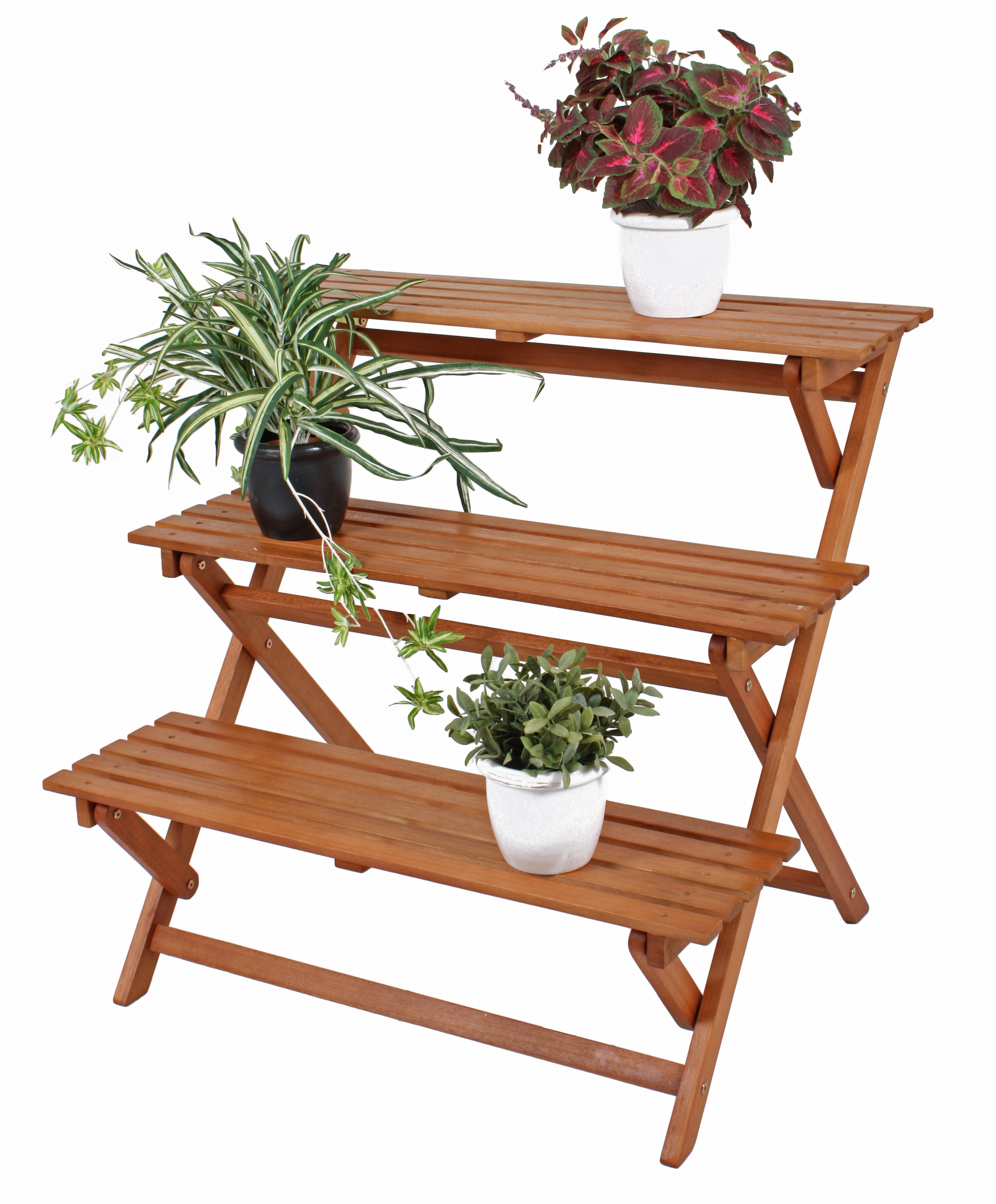 Pflanztreppe Blumentreppe CAMBRIA Pflanzenregal Eukalyptusholz von Garden Pleasure