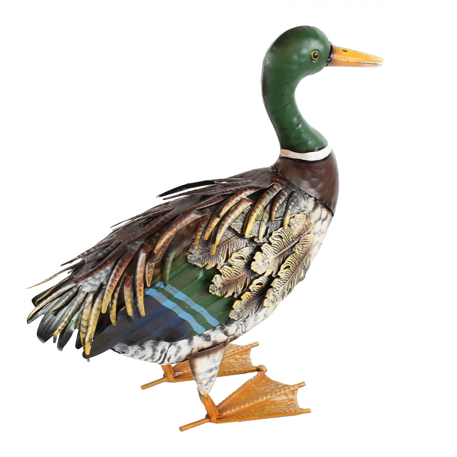 Ente Figur Deko Enten für den Garten aus Metall handbemalt realistische Metallfigur für Innen- und Außenbereich