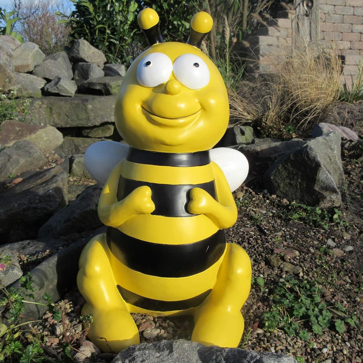 Biene Bienenfigur Tierfigur sitzend 45cm Gartenfigur Dekofigur