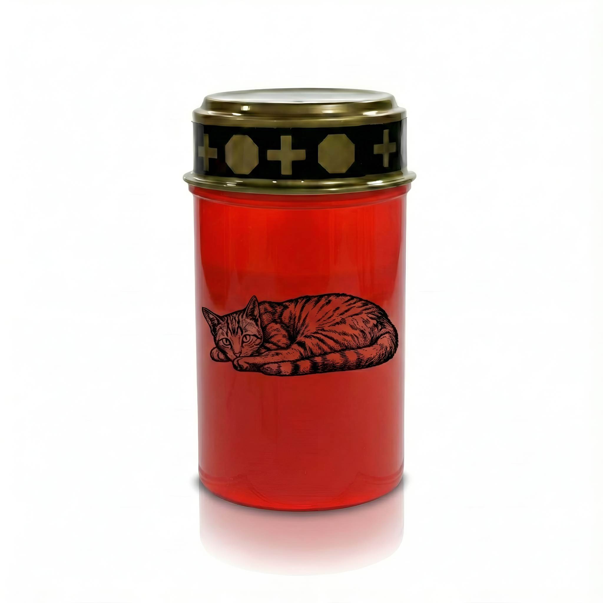 LED Grablicht Katze Grablicht LED Grabschmuck Katze in Rot oder Weiß mit verschiedenen Katzenmotiven und 2 Batterien für Tiergrab und Gedenkplatz