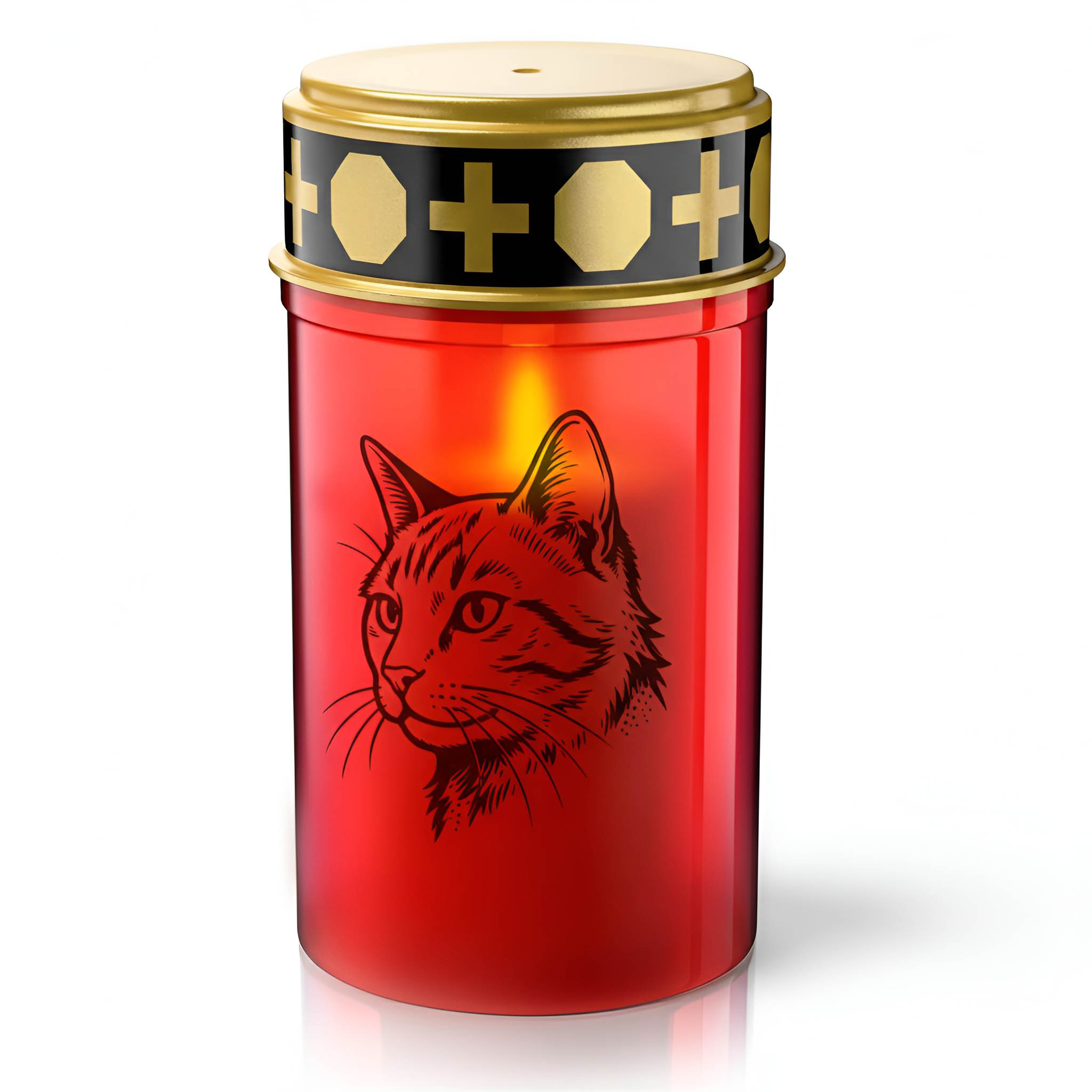 LED Grablicht Katze Grablicht LED Grabschmuck Katze in Rot oder Weiß mit verschiedenen Katzenmotiven und 2 Batterien für Tiergrab und Gedenkplatz