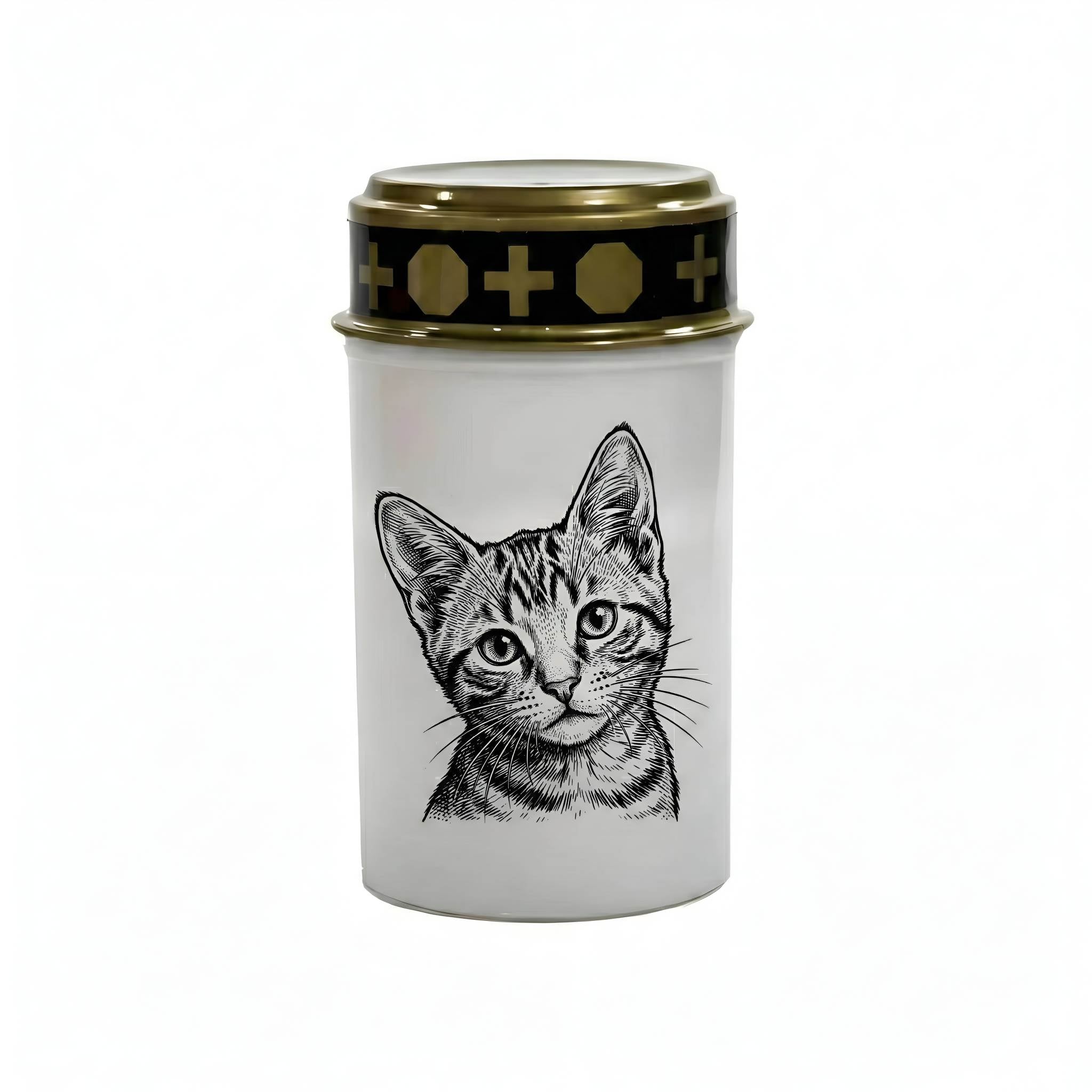 LED Grablicht Katze Grablicht LED Grabschmuck Katze in Rot oder Weiß mit verschiedenen Katzenmotiven und 2 Batterien für Tiergrab und Gedenkplatz