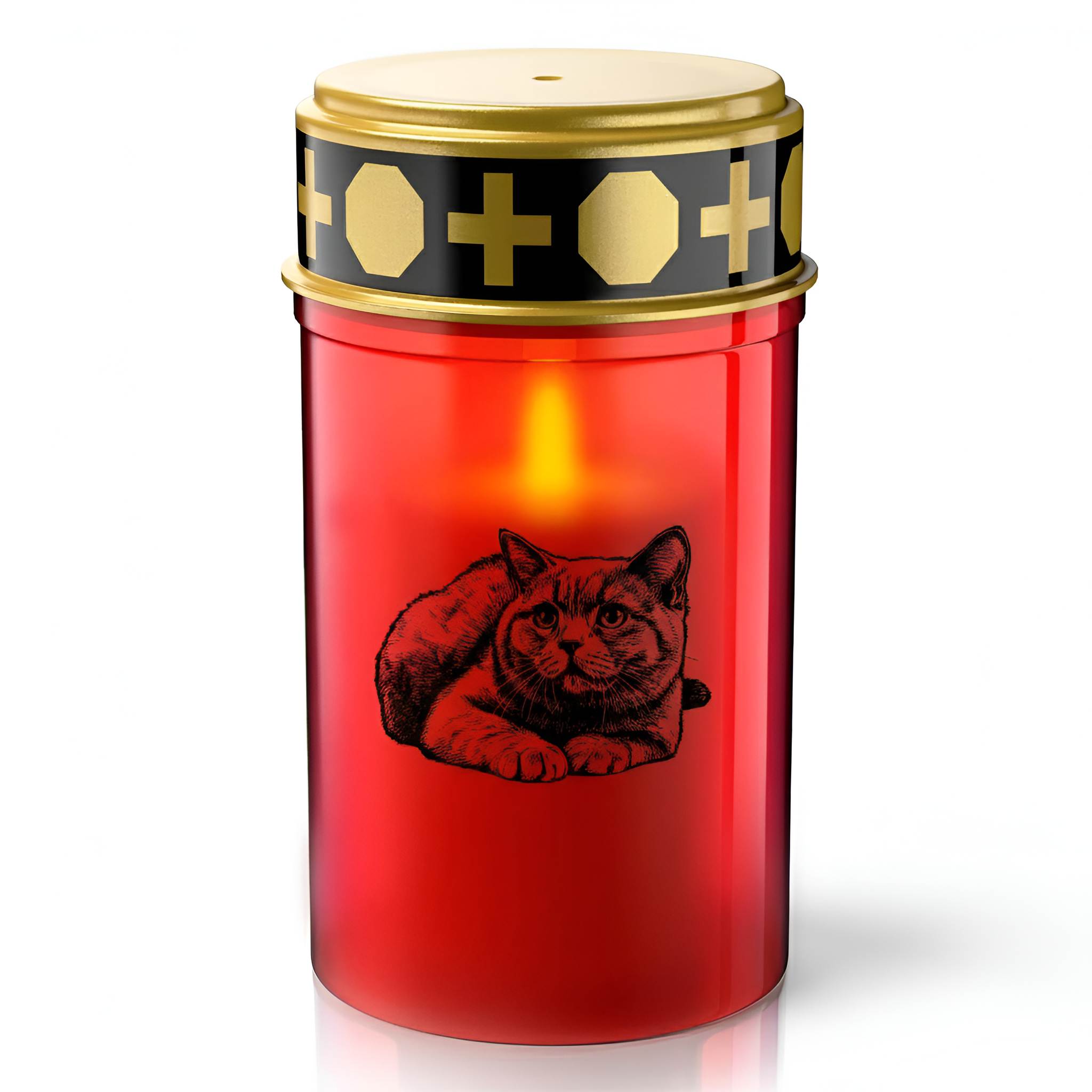 LED Grablicht Katze Grablicht LED Grabschmuck Katze in Rot oder Weiß mit verschiedenen Katzenmotiven und 2 Batterien für Tiergrab und Gedenkplatz