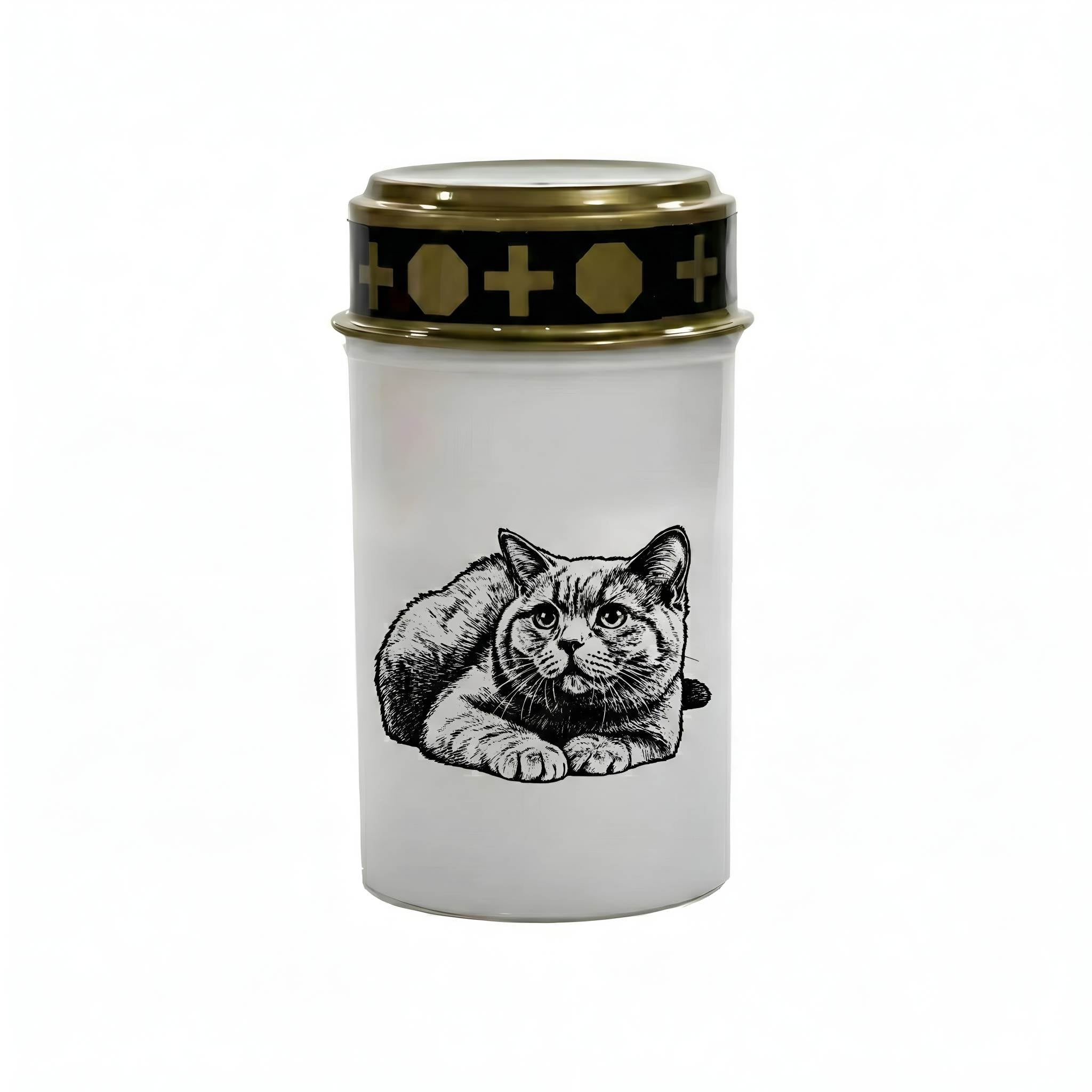 LED Grablicht Katze Grablicht LED Grabschmuck Katze in Rot oder Weiß mit verschiedenen Katzenmotiven und 2 Batterien für Tiergrab und Gedenkplatz