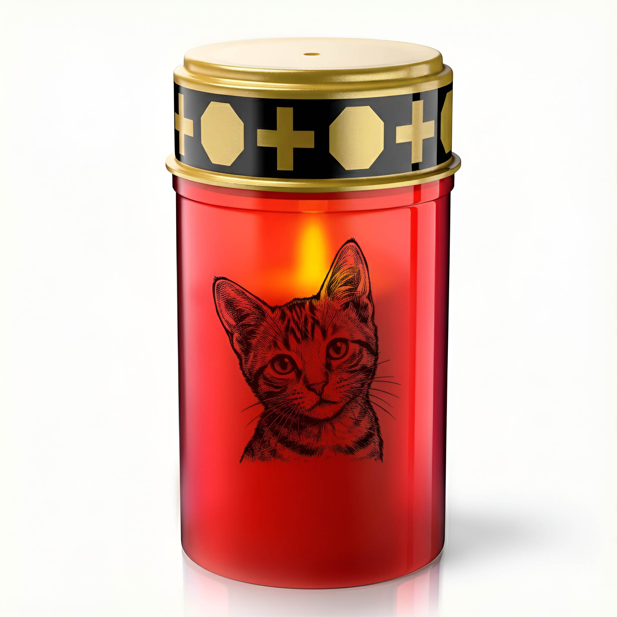 LED Grablicht Katze Grablicht LED Grabschmuck Katze in Rot oder Weiß mit verschiedenen Katzenmotiven und 2 Batterien für Tiergrab und Gedenkplatz