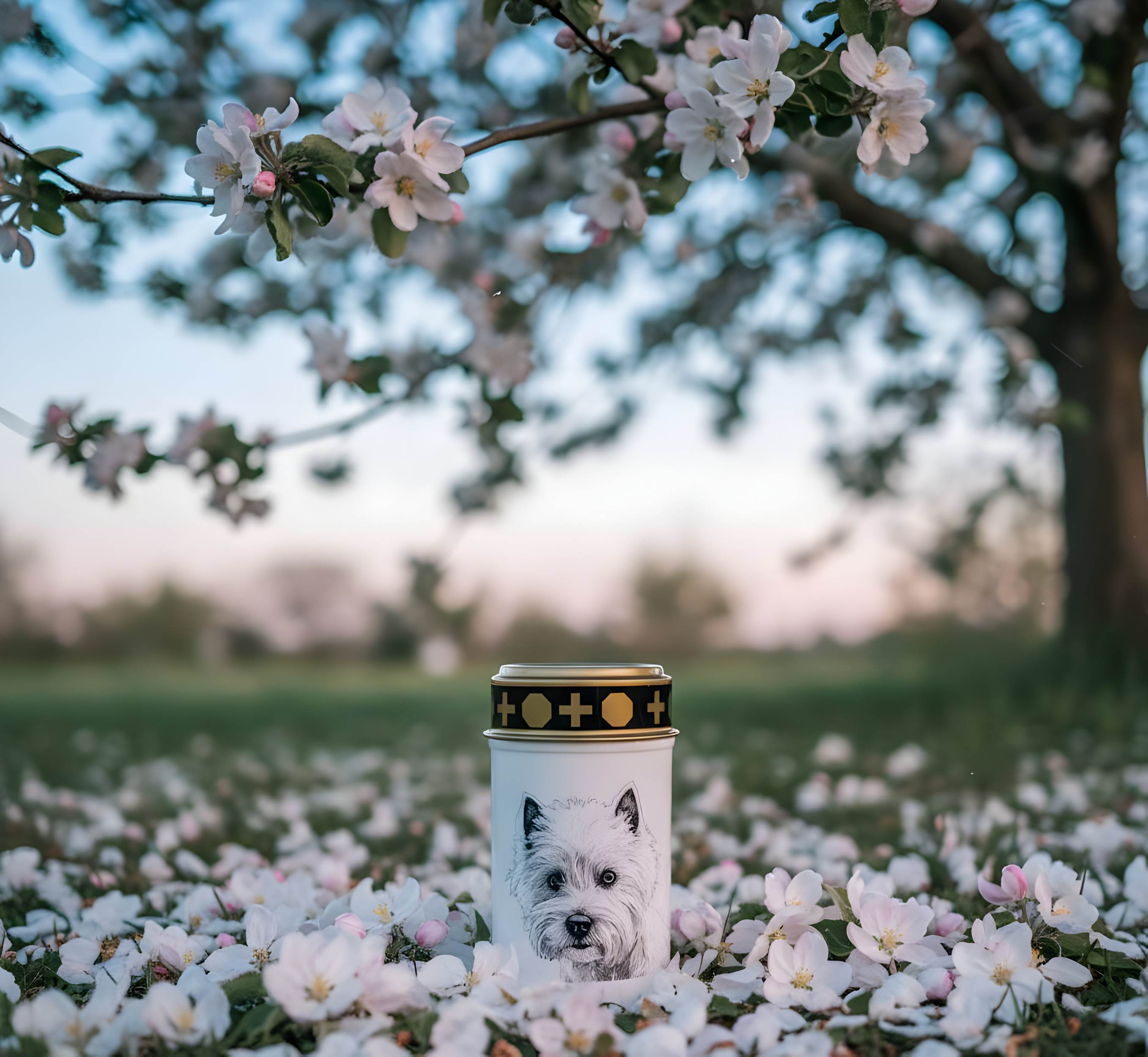 LED Grablicht Hund Grablicht LED mit 2 LR14 Batterien Grabschmuck Hund in Rot oder Weiß, verschiedene Motive zur Auswahl