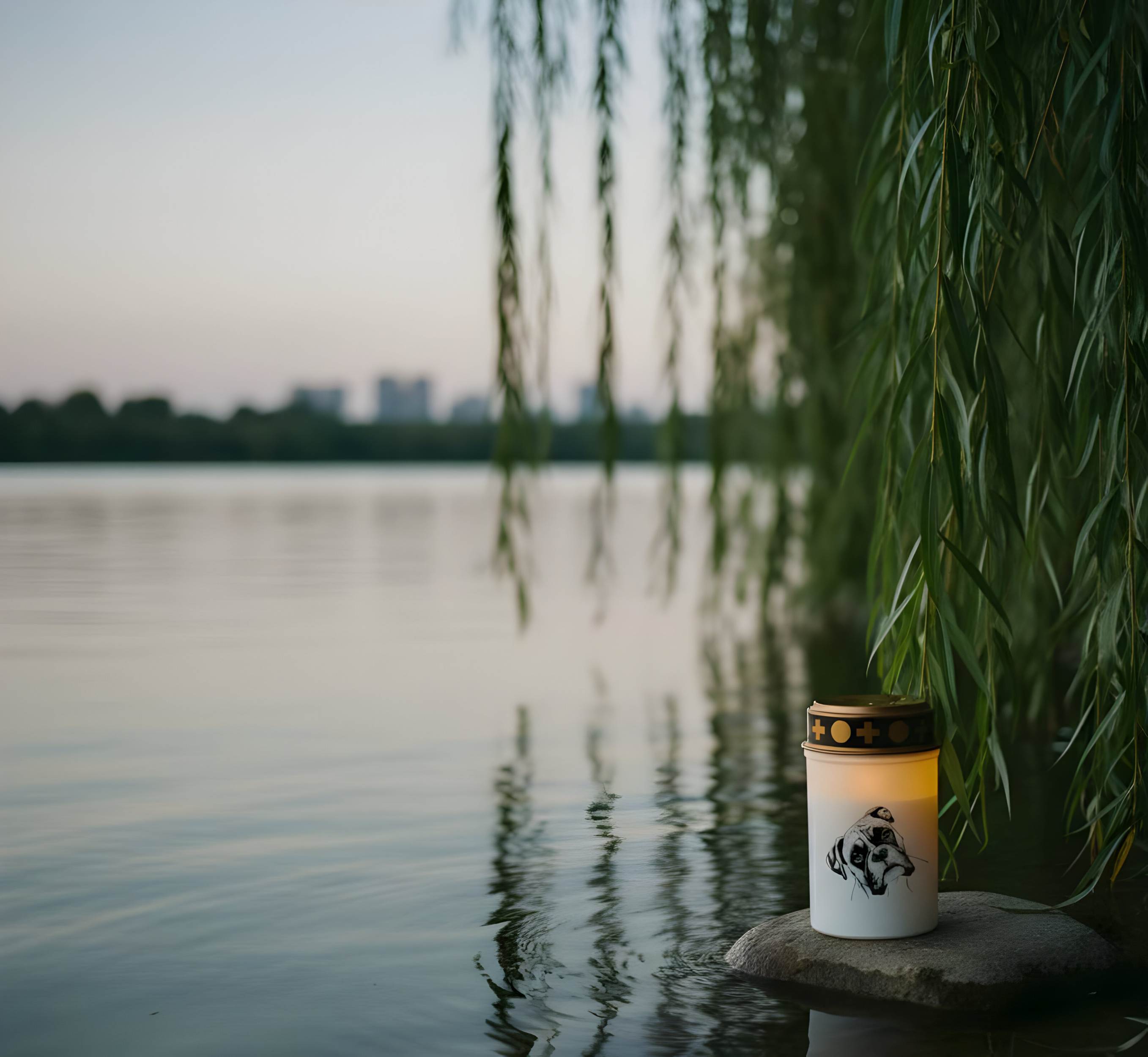 LED Grablicht Hund Grablicht LED mit 2 LR14 Batterien Grabschmuck Hund in Rot oder Weiß, verschiedene Motive zur Auswahl