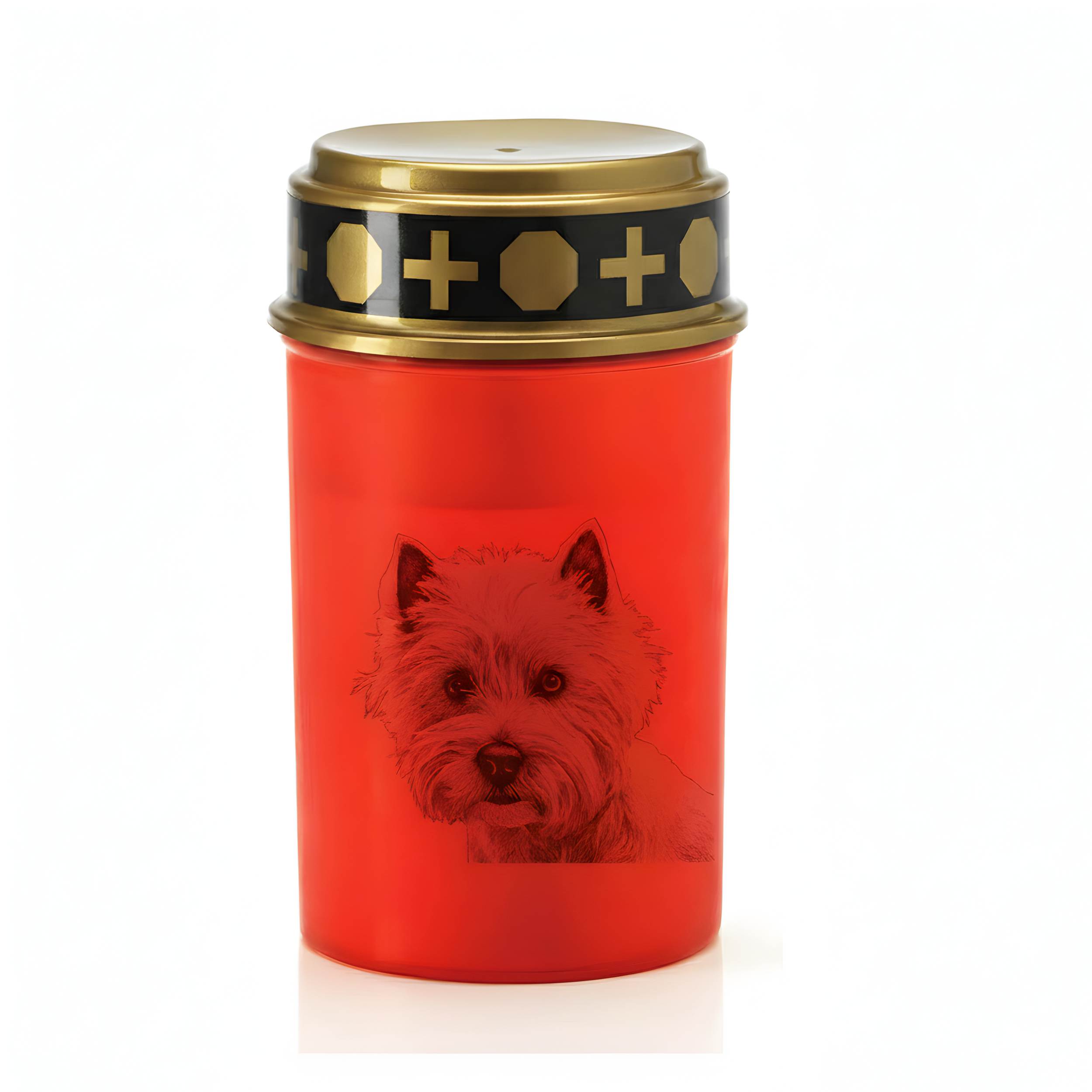 LED Grablicht Hund Grablicht LED mit 2 LR14 Batterien Grabschmuck Hund in Rot oder Weiß, verschiedene Motive zur Auswahl