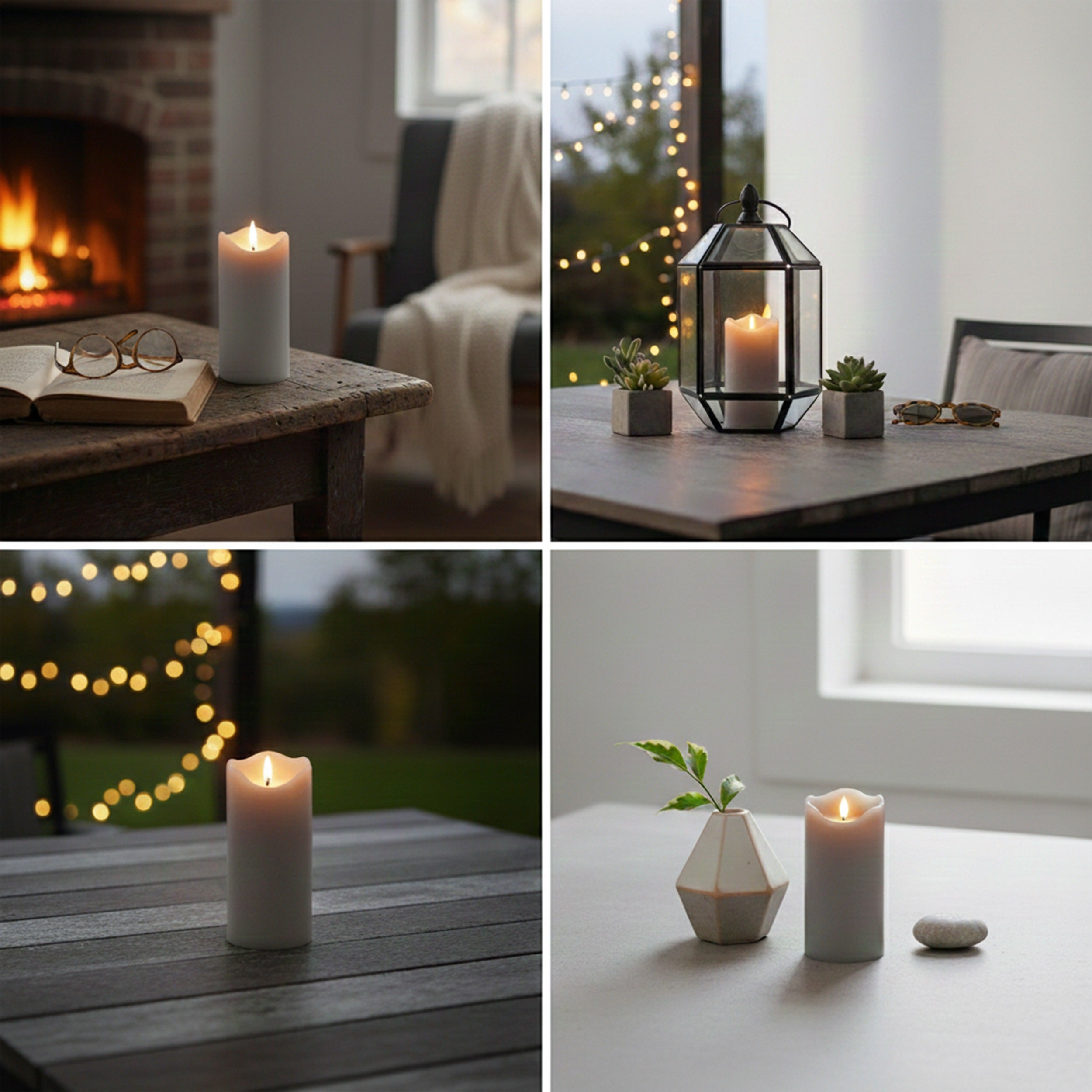 LED Kerze grau mit 3D Flamme Echtwachs Optik Timer 6h 18h Indoor Deko Kerze flackernd batteriebetrieben in drei Größen